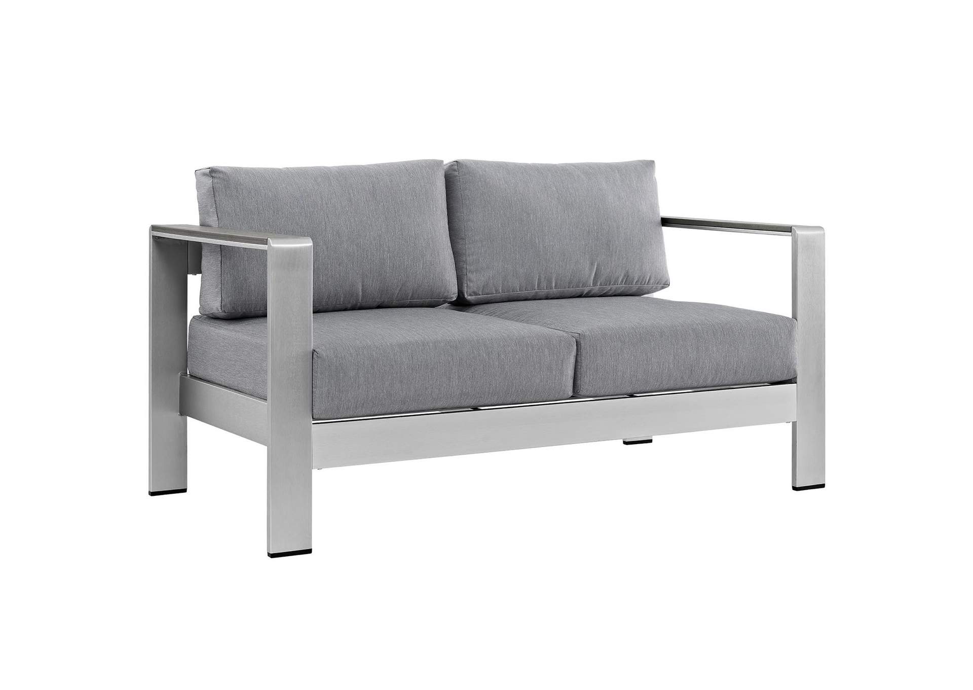 Silver Gray Shore 6 Piece Outdoor Patio Aluminum Sectional Sofa Set,Modway
