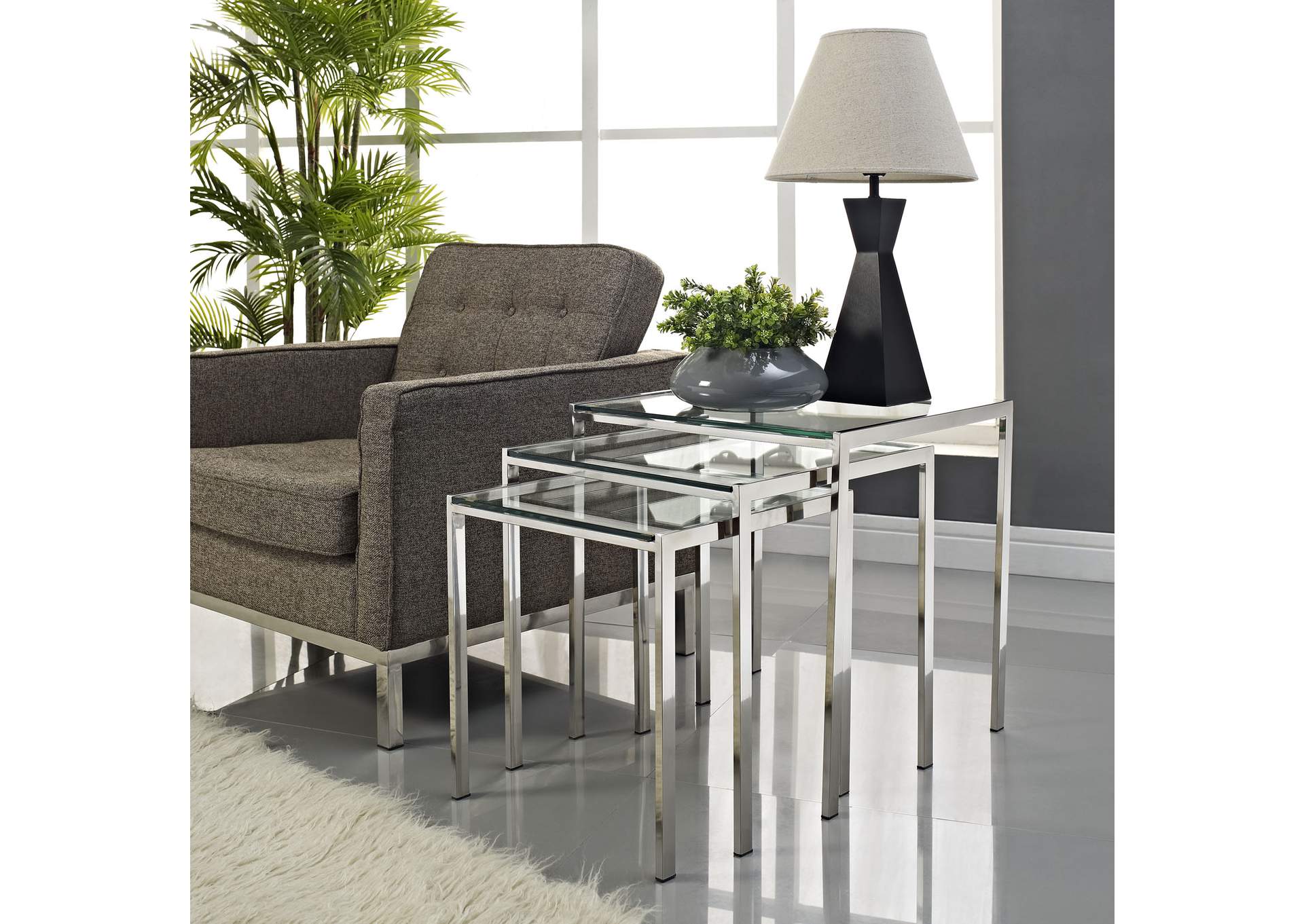 Silver Nimble Nesting Table,Modway