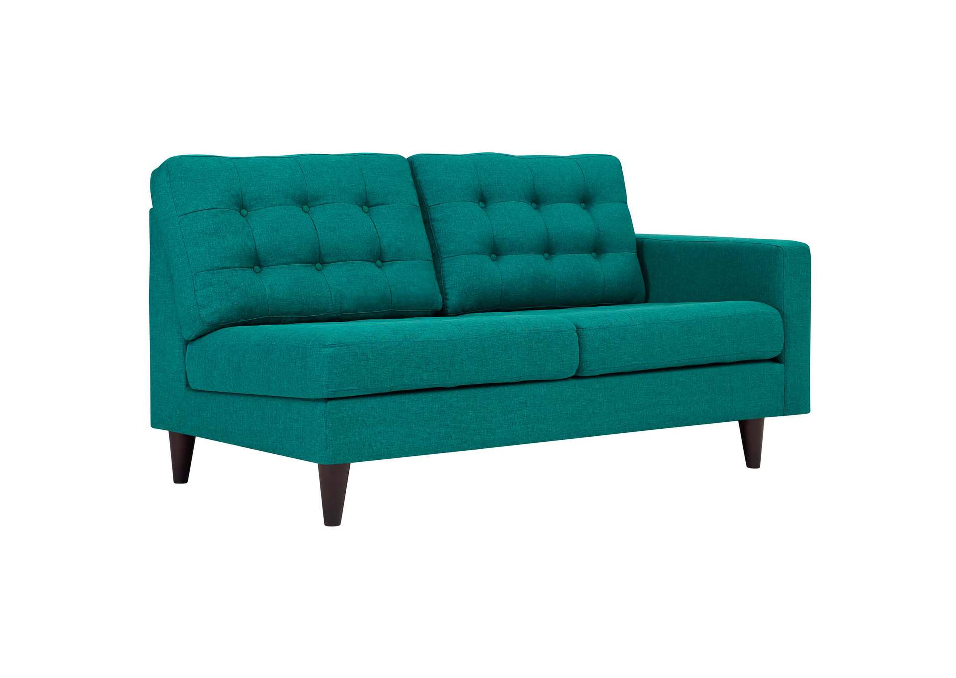 Teal Empress Right-Facing Upholstered Fabric Loveseat,Modway