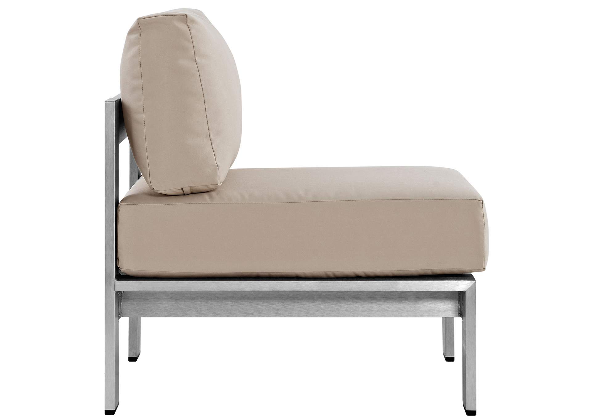 Silver Beige Shore 3 Piece Outdoor Patio Aluminum Sectional Sofa Set,Modway