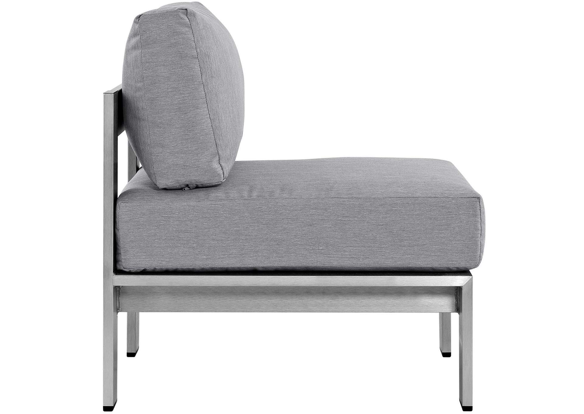 Silver Gray Shore 3 Piece Outdoor Patio Aluminum Sectional Sofa Set,Modway