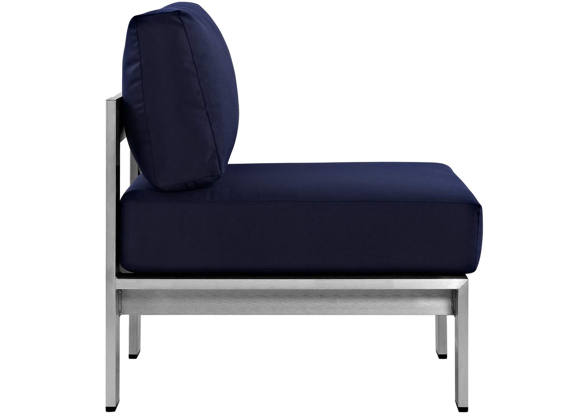 Silver Navy Shore 3 Piece Outdoor Patio Aluminum Sectional Sofa Set,Modway