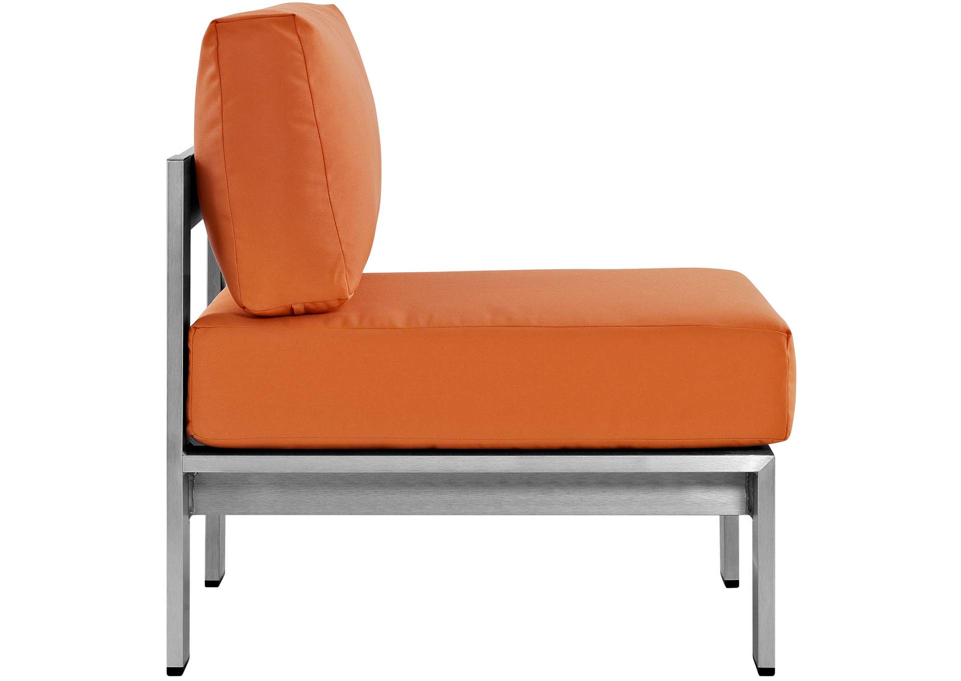 Silver Orange Shore 3 Piece Outdoor Patio Aluminum Sectional Sofa Set,Modway
