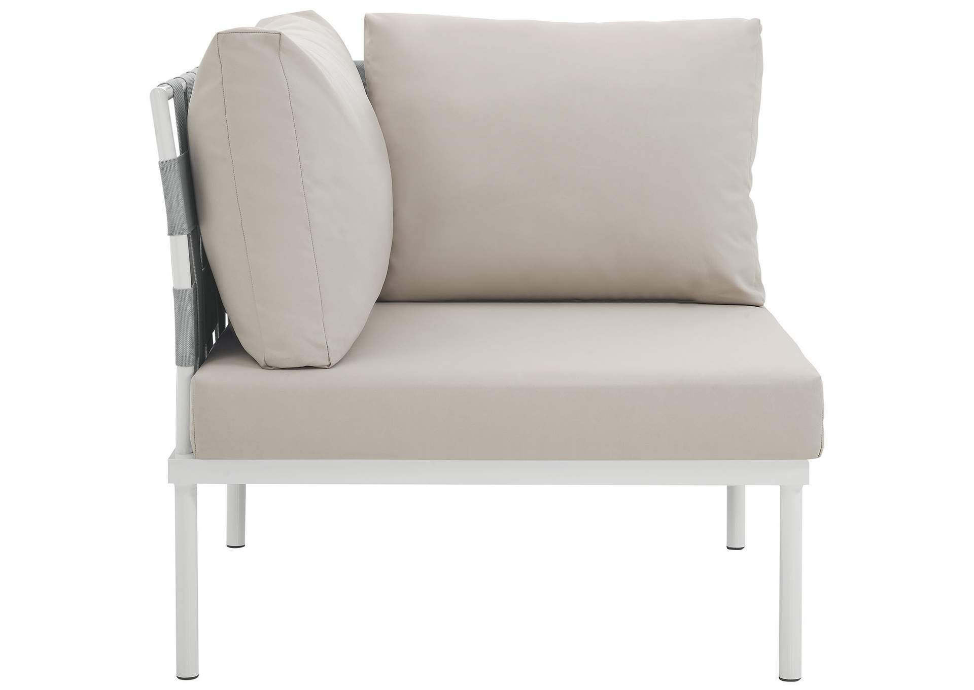 White Beige Harmony Outdoor Patio Aluminum Corner Sofa,Modway
