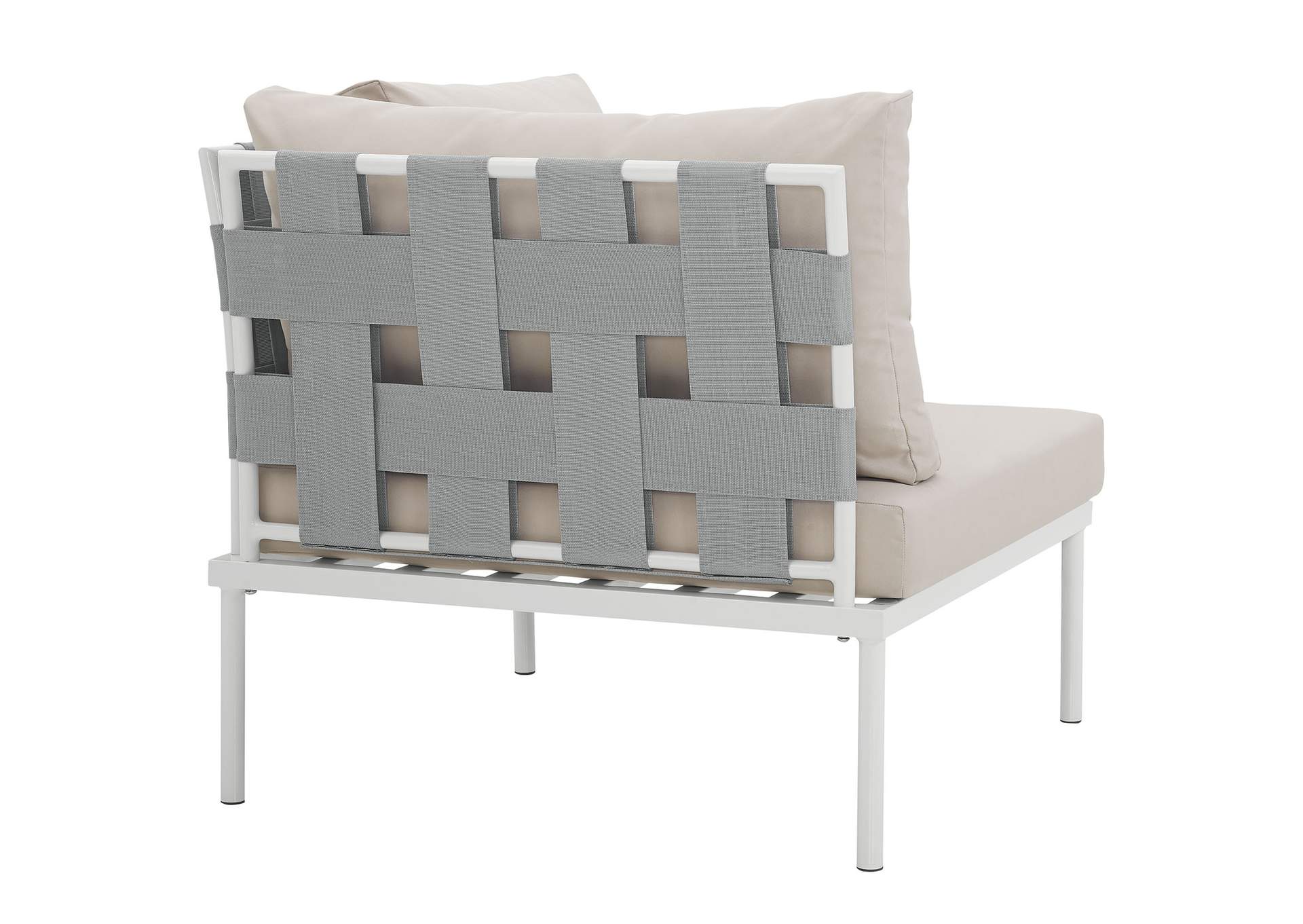 White Beige Harmony Outdoor Patio Aluminum Corner Sofa,Modway