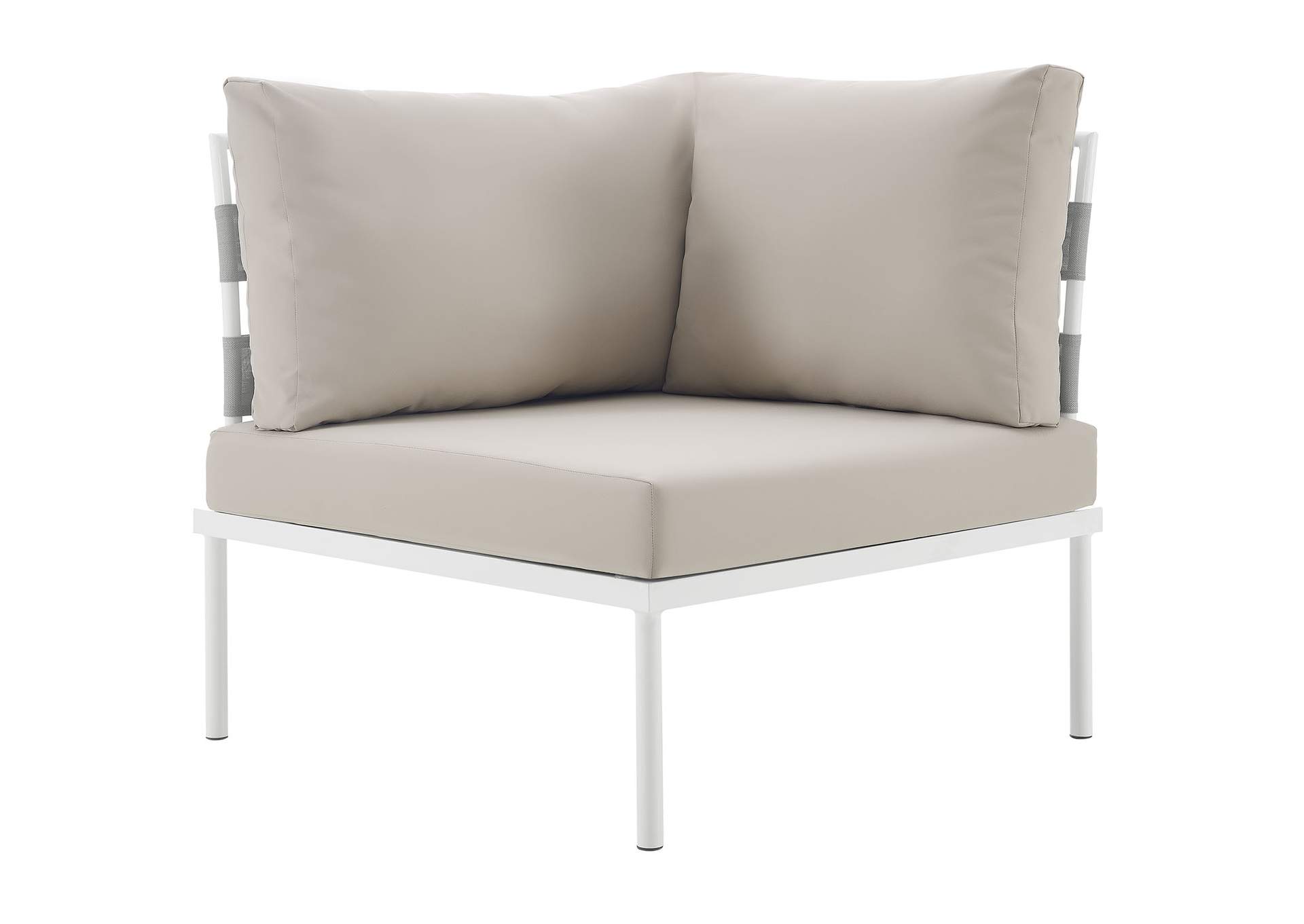 White Beige Harmony Outdoor Patio Aluminum Corner Sofa,Modway