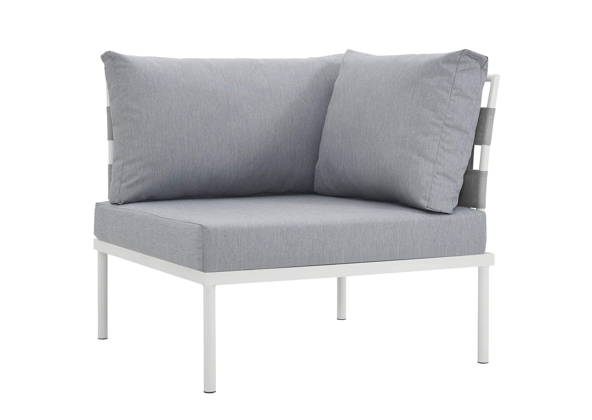 White Gray Harmony Outdoor Patio Aluminum Corner Sofa,Modway