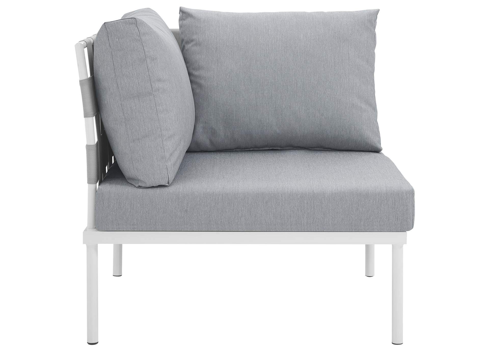 White Gray Harmony Outdoor Patio Aluminum Corner Sofa,Modway