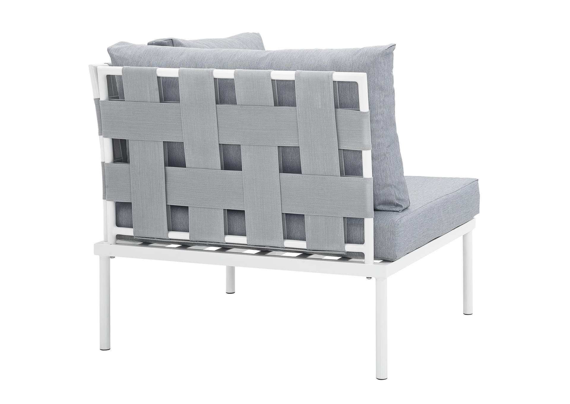 White Gray Harmony Outdoor Patio Aluminum Corner Sofa,Modway