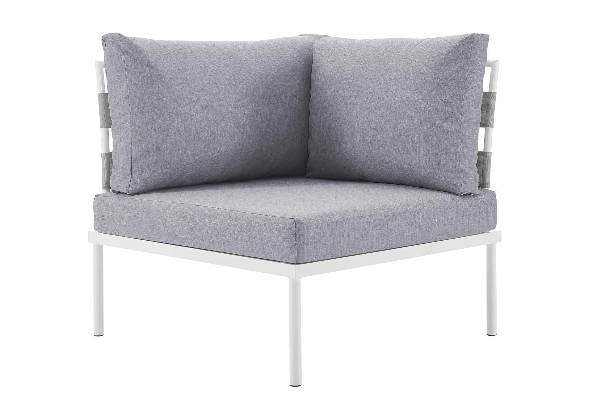 White Gray Harmony Outdoor Patio Aluminum Corner Sofa,Modway