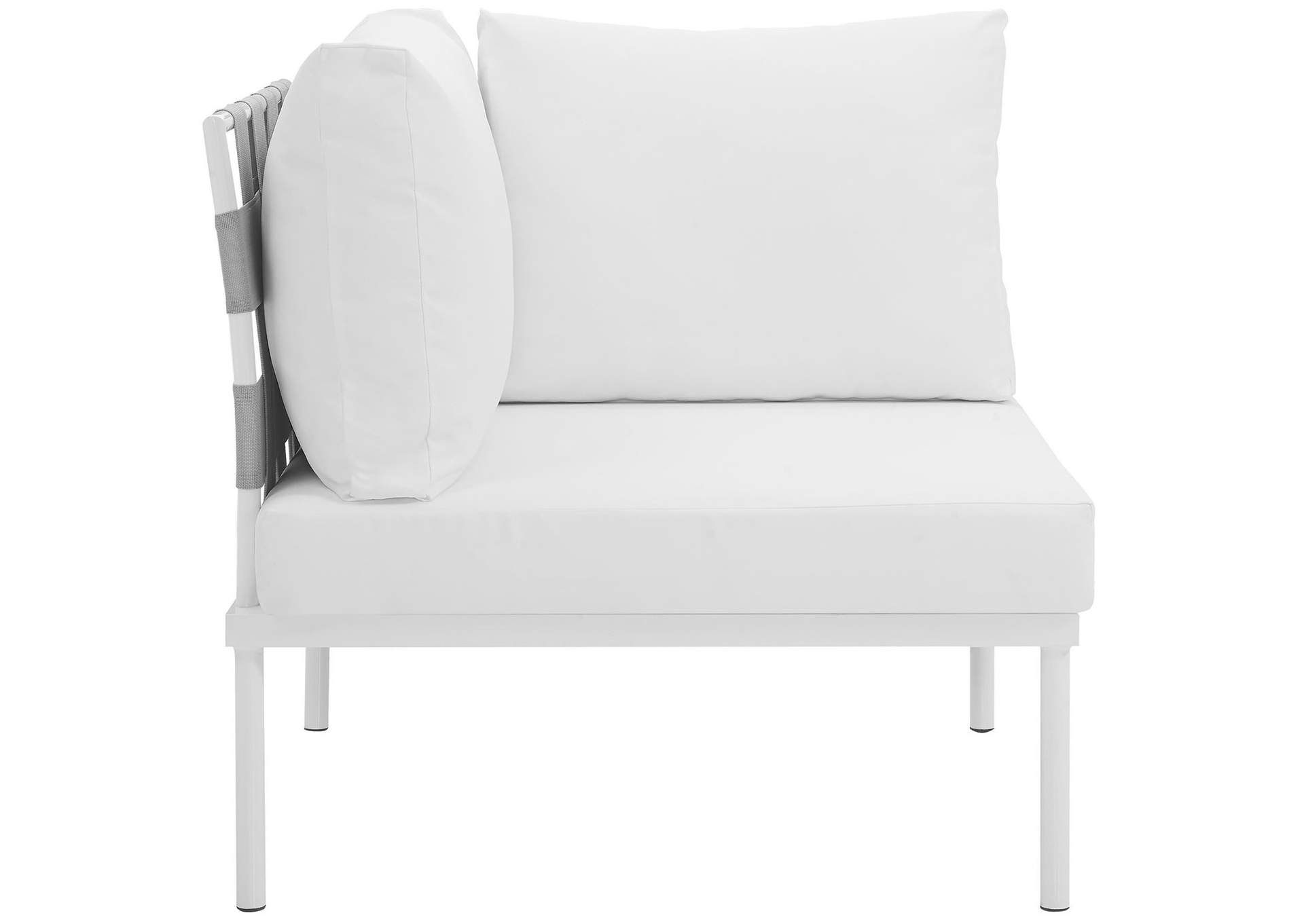 White White Harmony Outdoor Patio Aluminum Corner Sofa,Modway