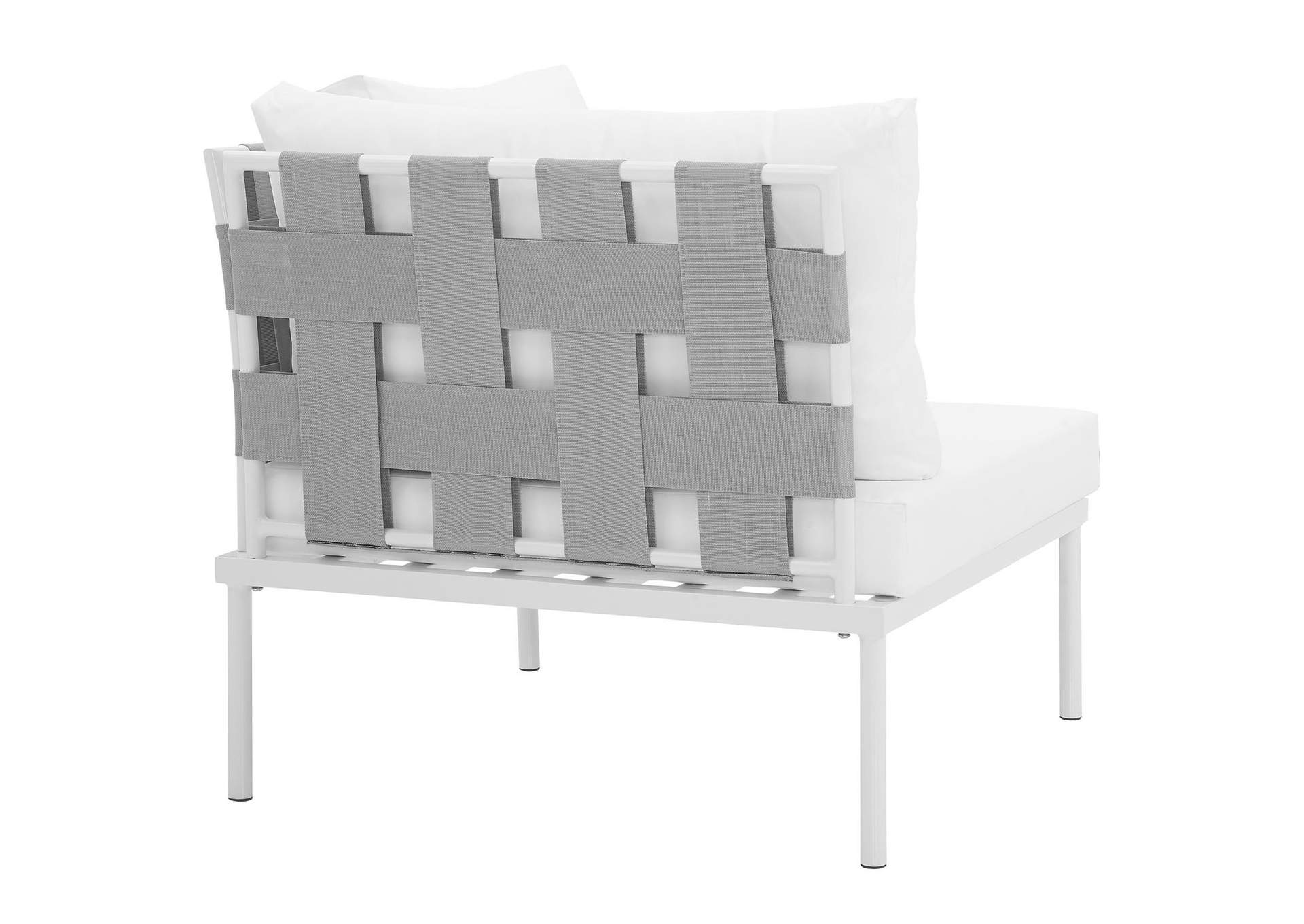 White White Harmony Outdoor Patio Aluminum Corner Sofa,Modway