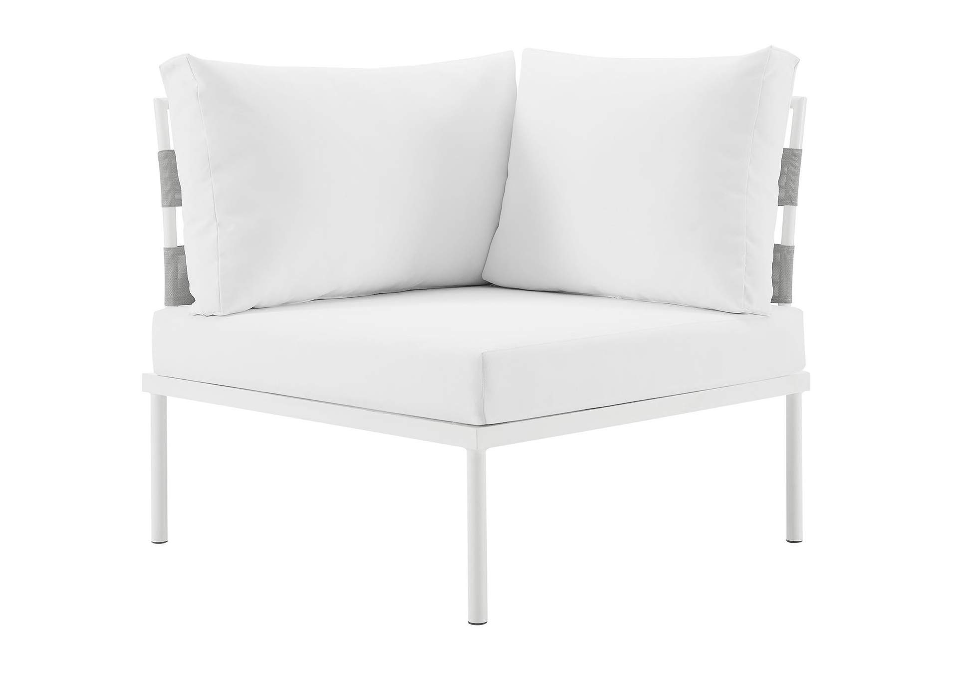White White Harmony Outdoor Patio Aluminum Corner Sofa,Modway