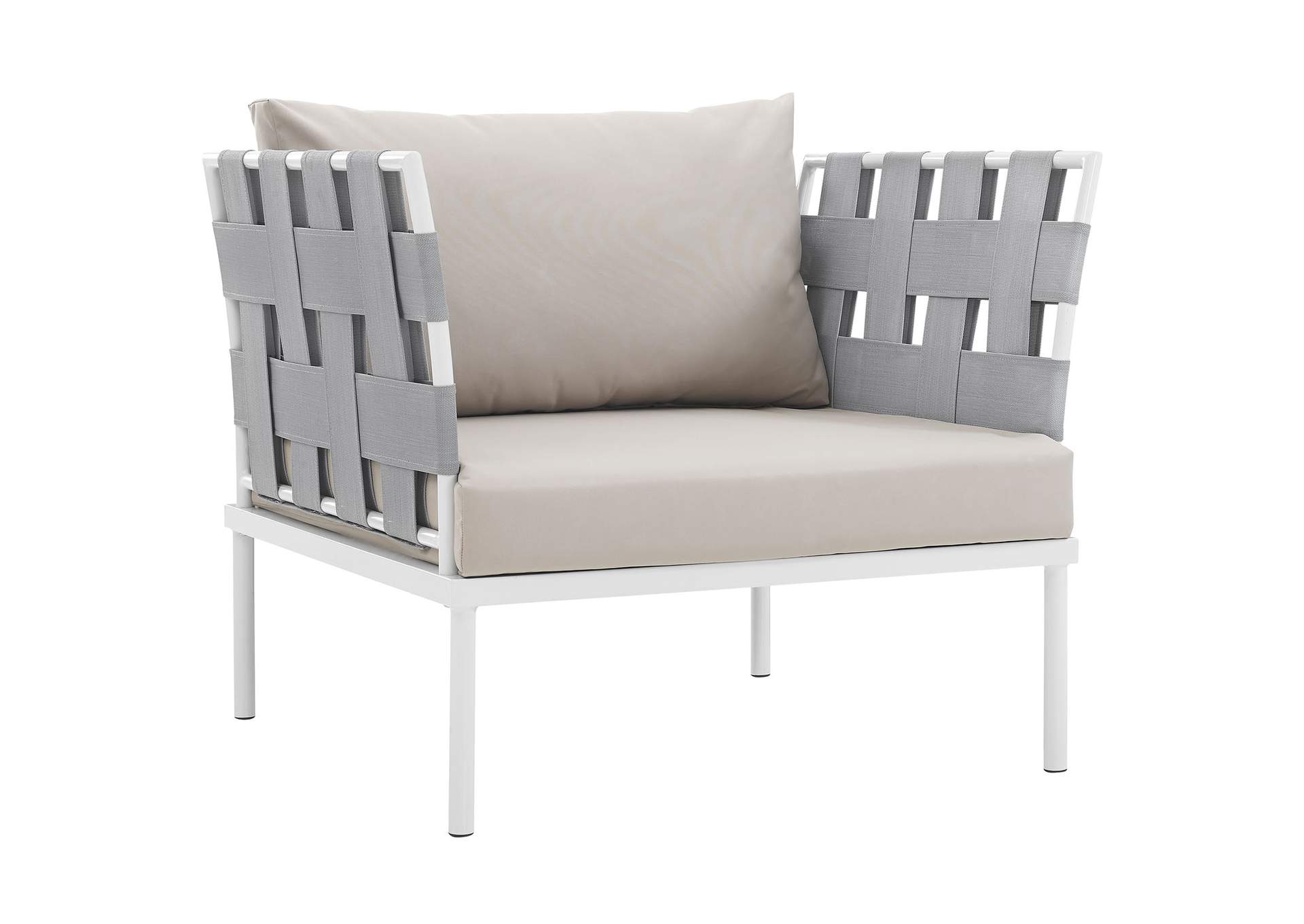 White Beige Harmony Outdoor Patio Aluminum Armchair,Modway