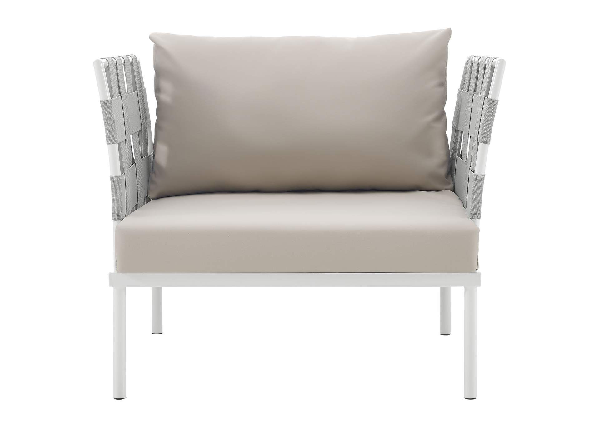 White Beige Harmony Outdoor Patio Aluminum Armchair,Modway