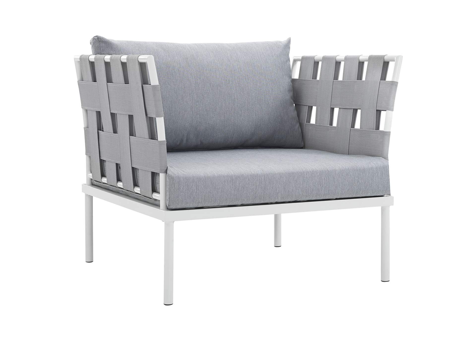 White Gray Harmony Outdoor Patio Aluminum Armchair,Modway