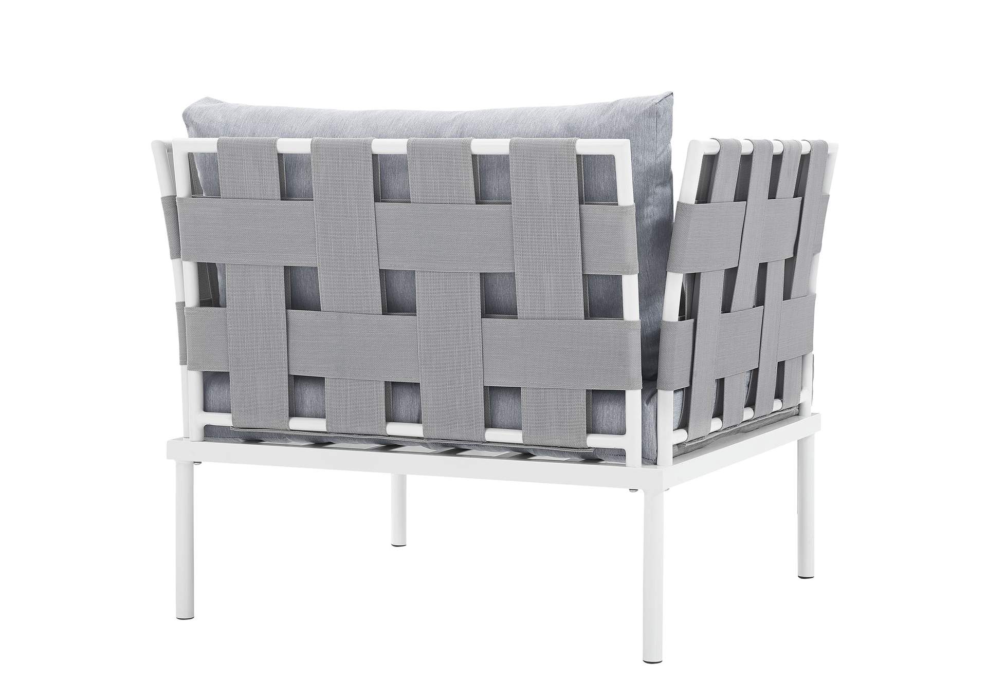 White Gray Harmony Outdoor Patio Aluminum Armchair,Modway