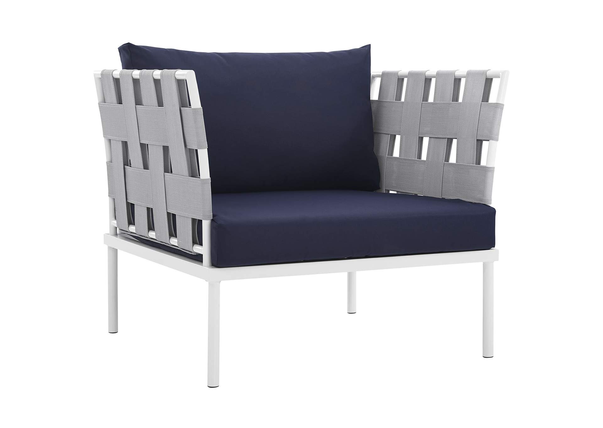 White Navy Harmony Outdoor Patio Aluminum Armchair,Modway