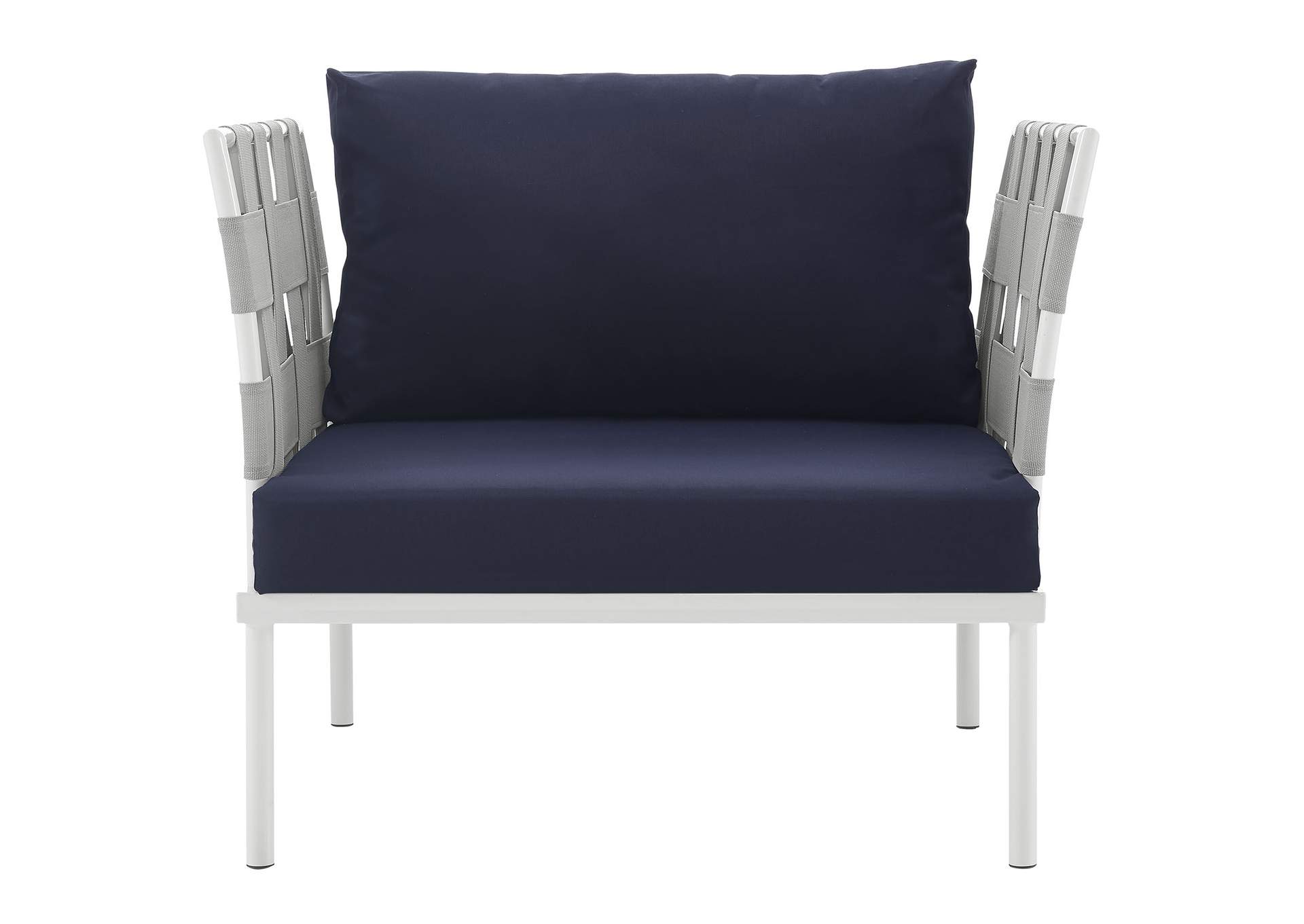 White Navy Harmony Outdoor Patio Aluminum Armchair,Modway