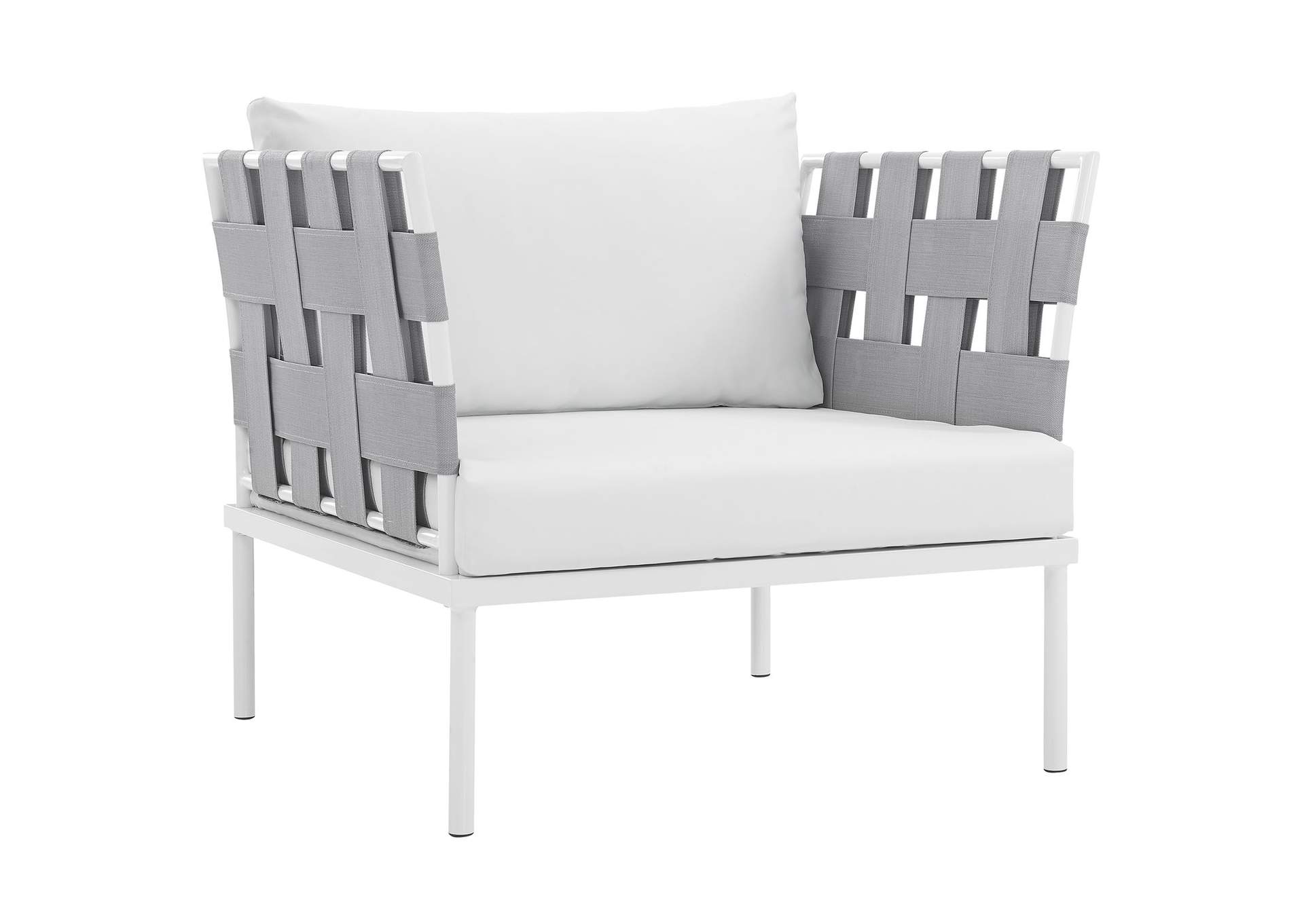 White White Harmony Outdoor Patio Aluminum Armchair,Modway