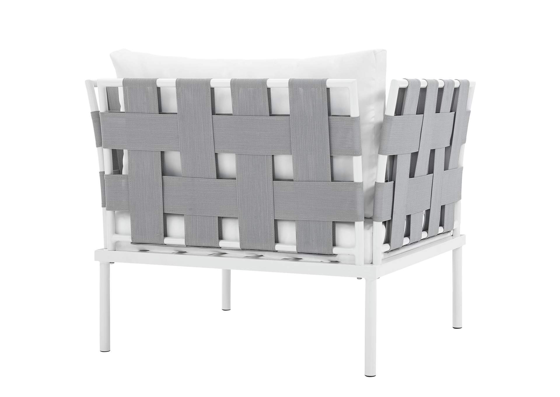 White White Harmony Outdoor Patio Aluminum Armchair,Modway