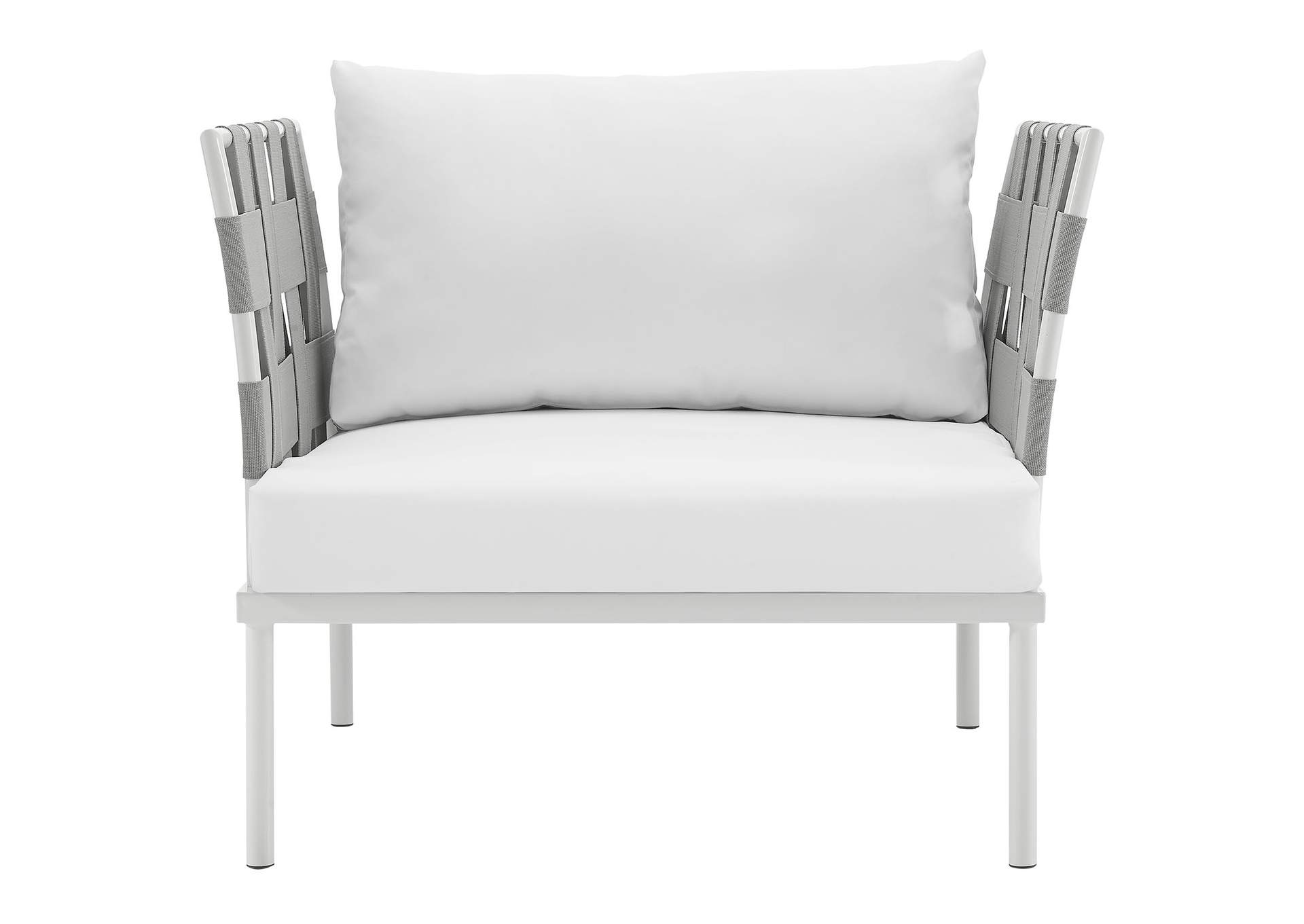 White White Harmony Outdoor Patio Aluminum Armchair,Modway