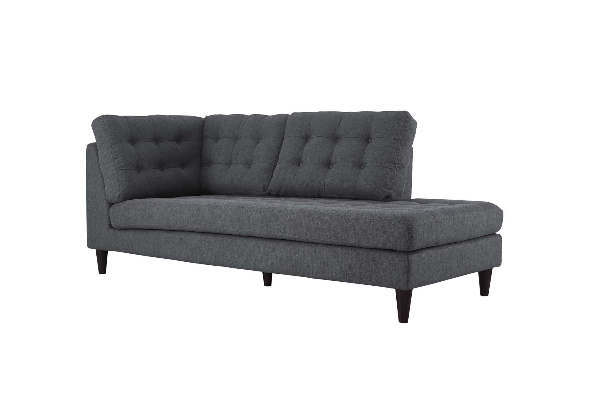 Empress Gray Upholstered Fabric Right Facing Bumper,Modway