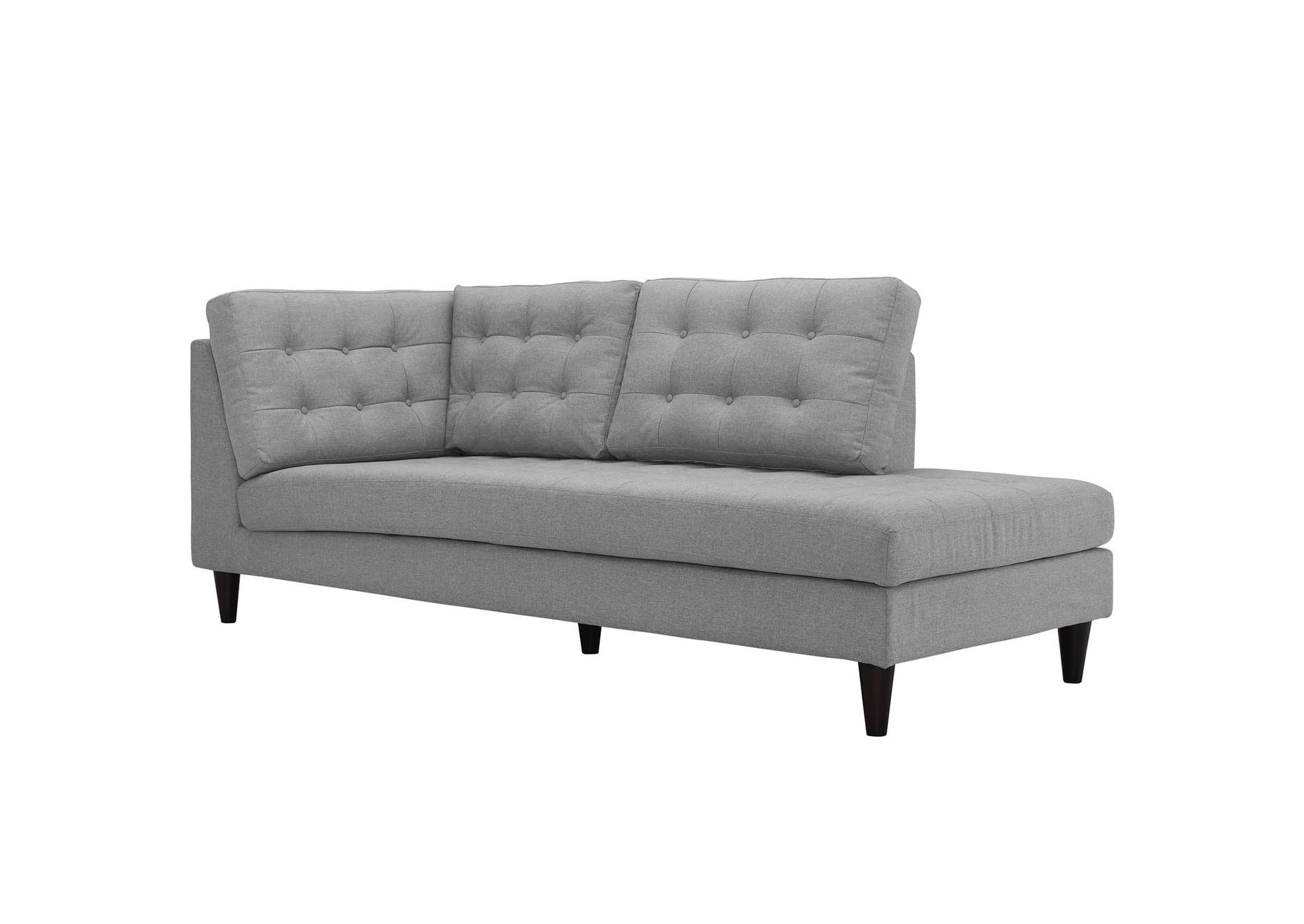 Empress Light Gray Upholstered Fabric Right Facing Bumper,Modway
