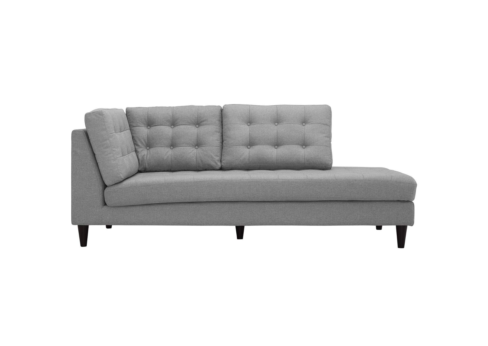 Empress Light Gray Upholstered Fabric Right Facing Bumper,Modway