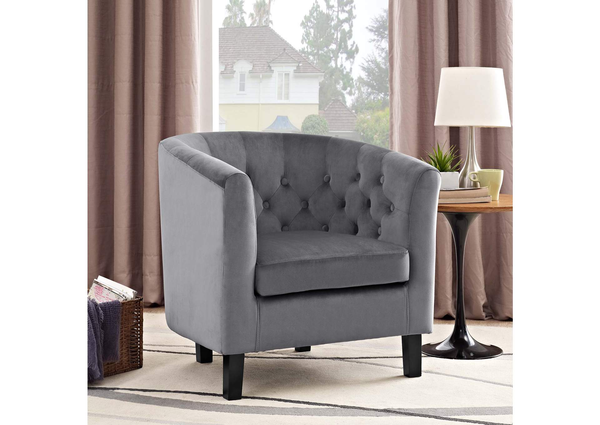 Gray Prospect Performance Velvet Arm Chair,Modway