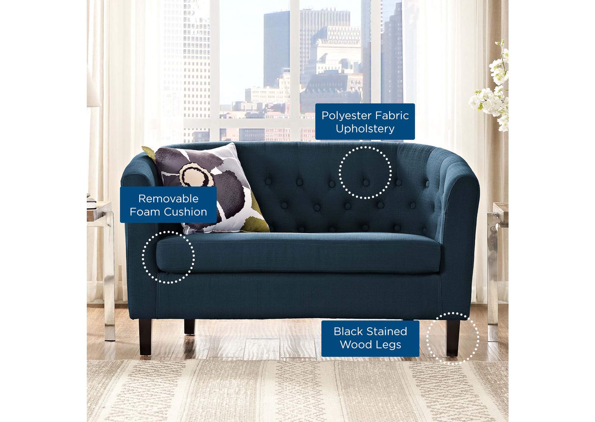 Azure Prospect Upholstered Fabric Loveseat,Modway
