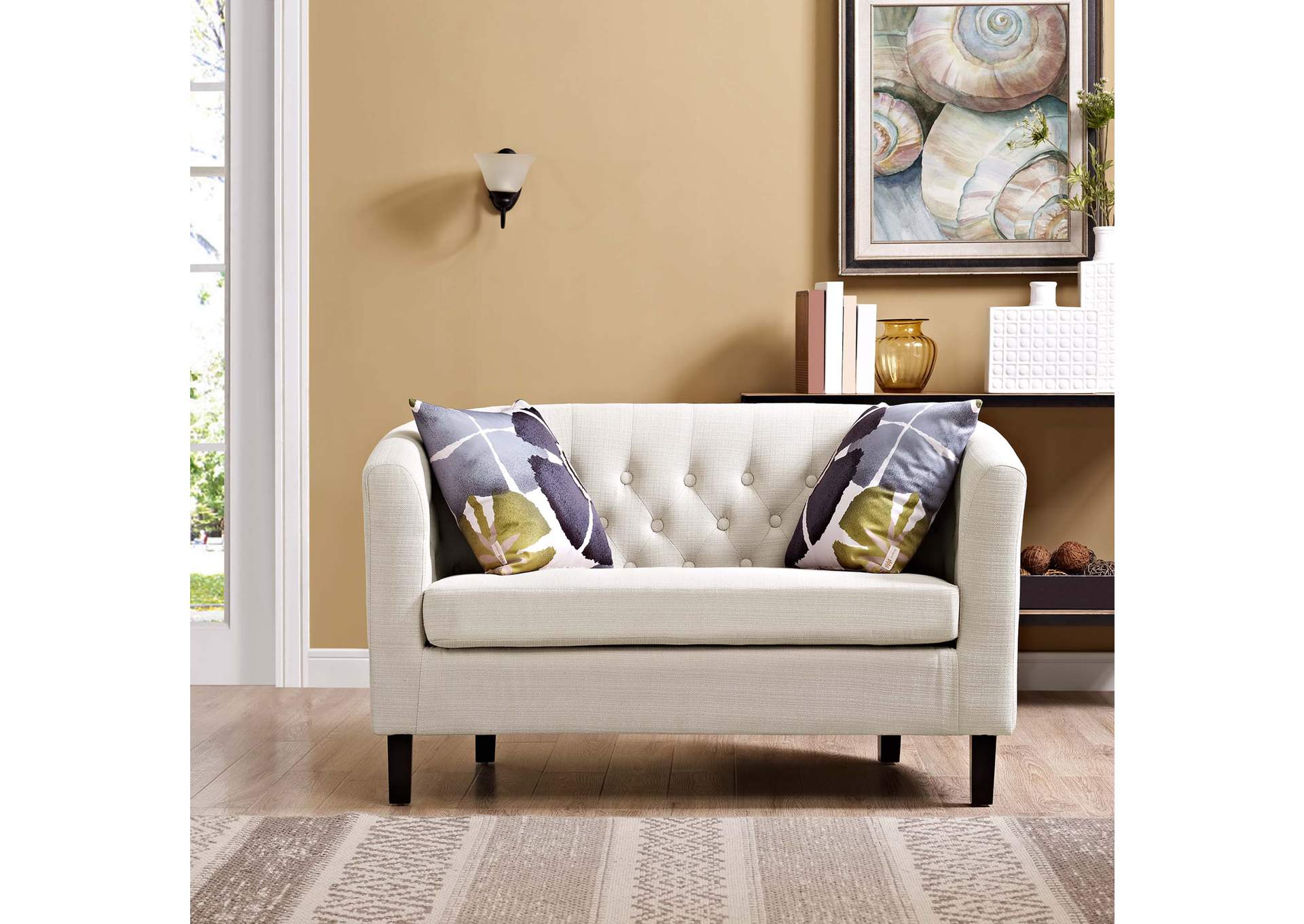 Beige Prospect Upholstered Fabric Loveseat,Modway