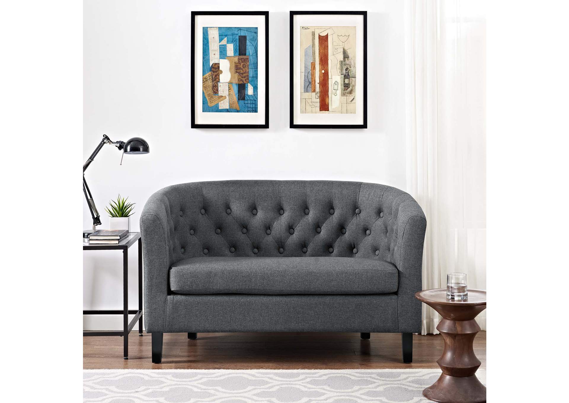 Gray Prospect Upholstered Fabric Loveseat,Modway