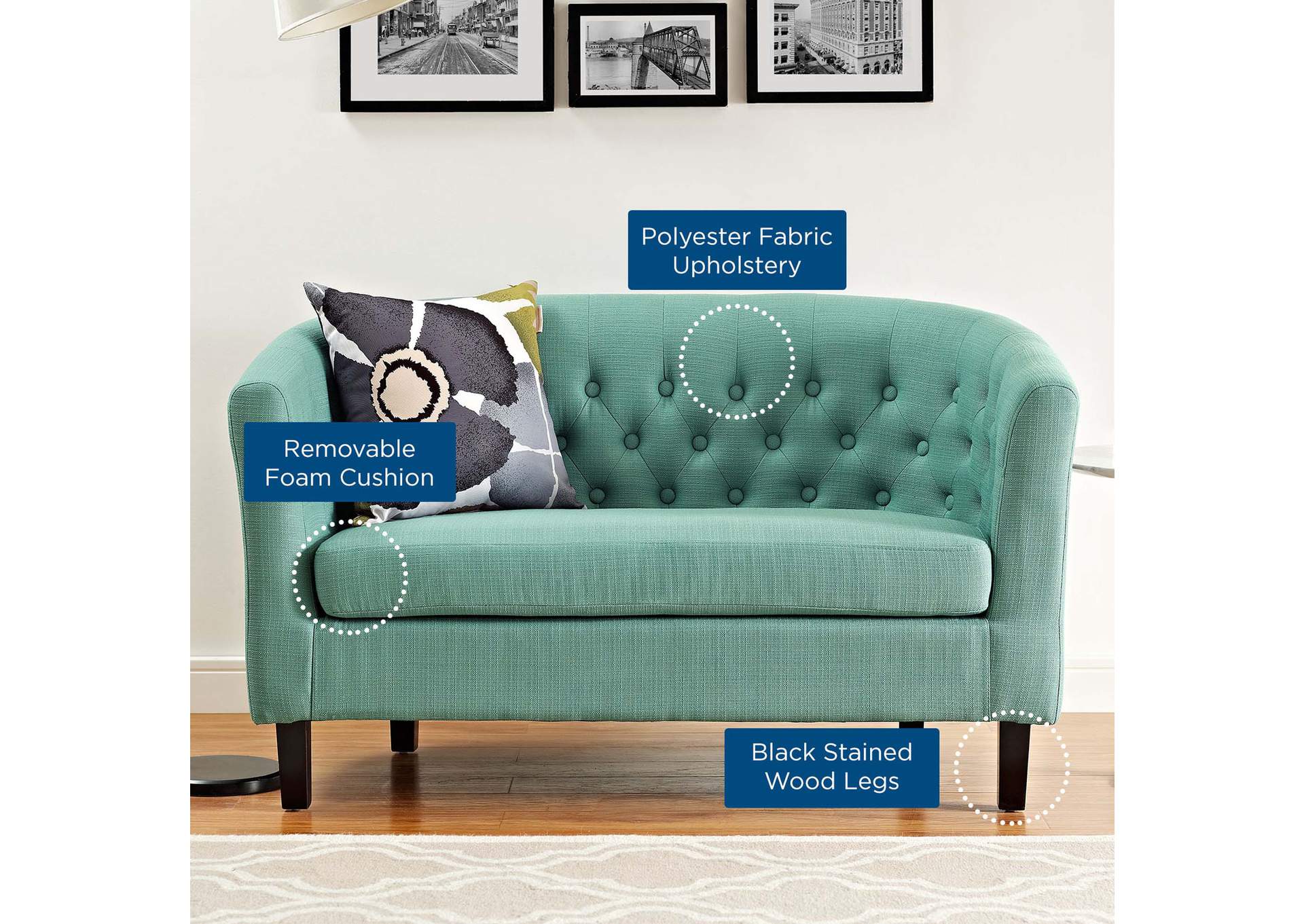 Laguna Prospect Upholstered Fabric Loveseat,Modway