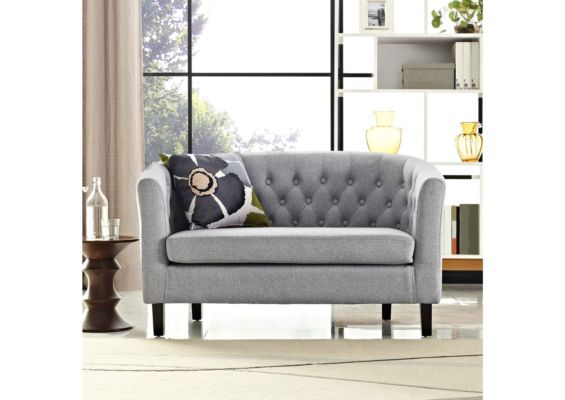 Light Gray Prospect Upholstered Fabric Loveseat,Modway