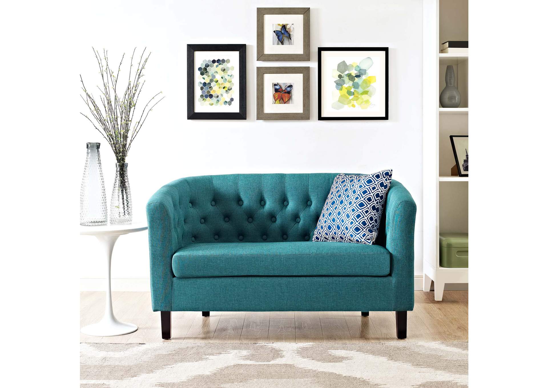Teal Prospect Upholstered Fabric Loveseat,Modway