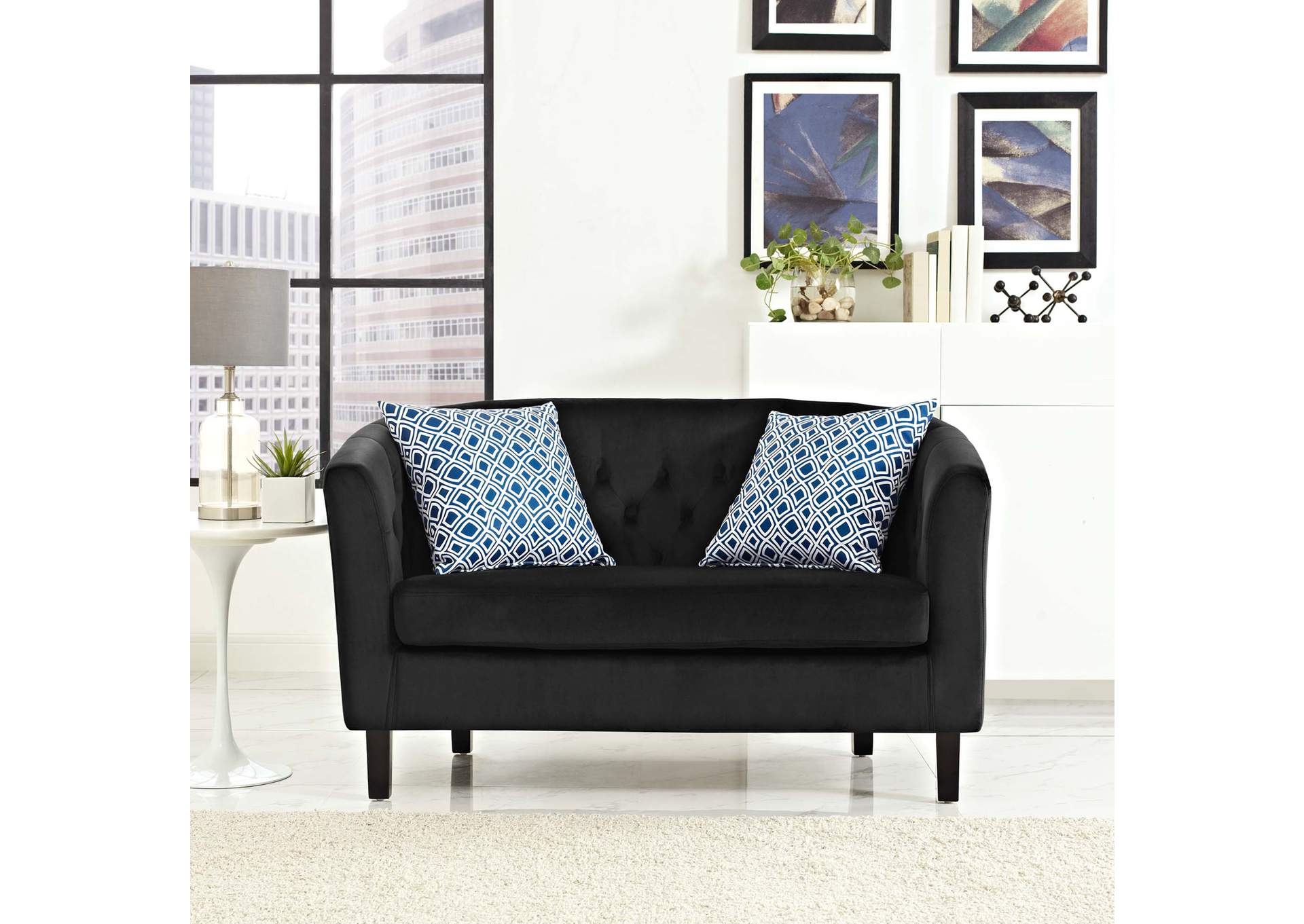 Black Prospect Performance Velvet Loveseat,Modway