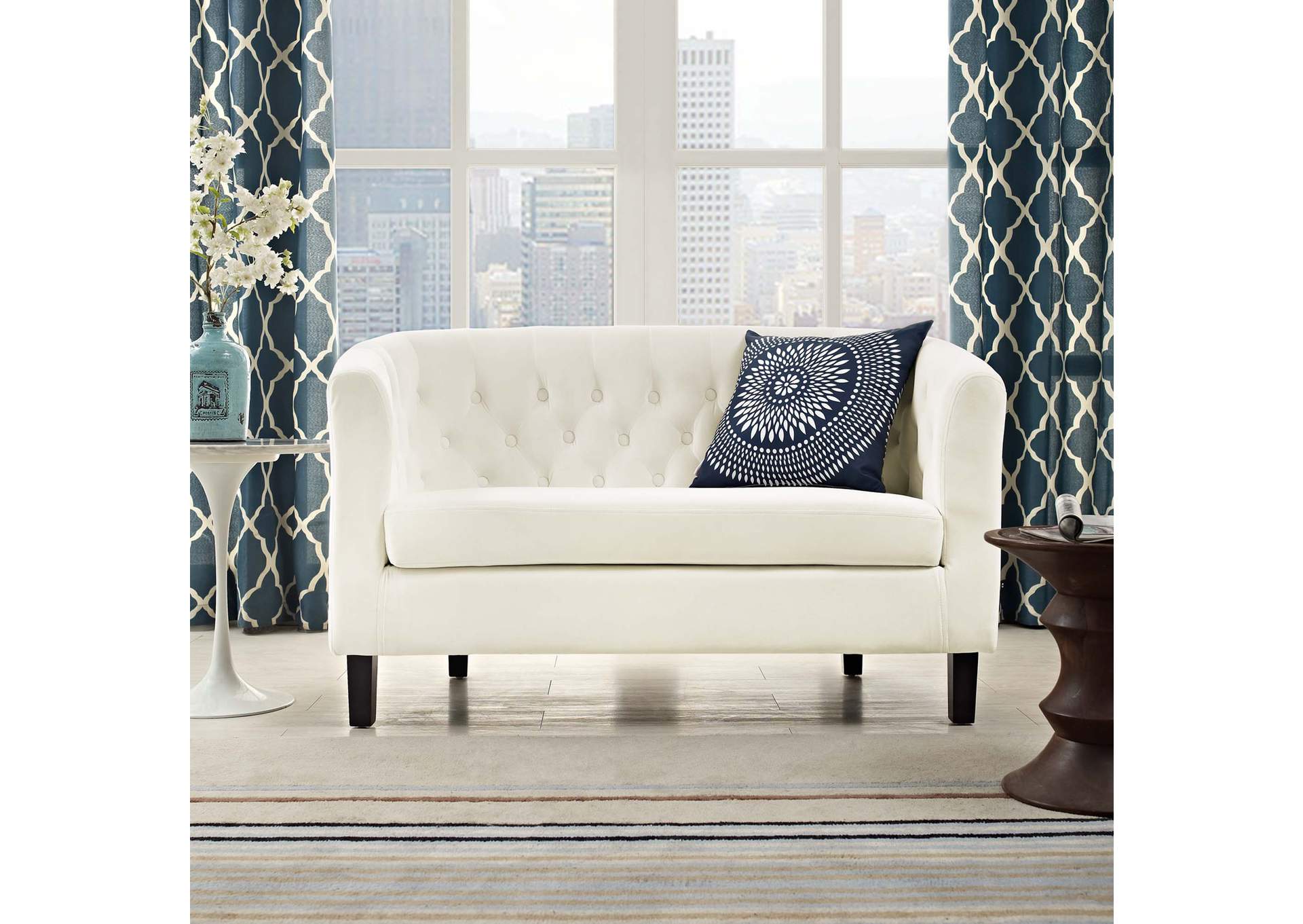 Ivory Prospect Performance Velvet Loveseat,Modway