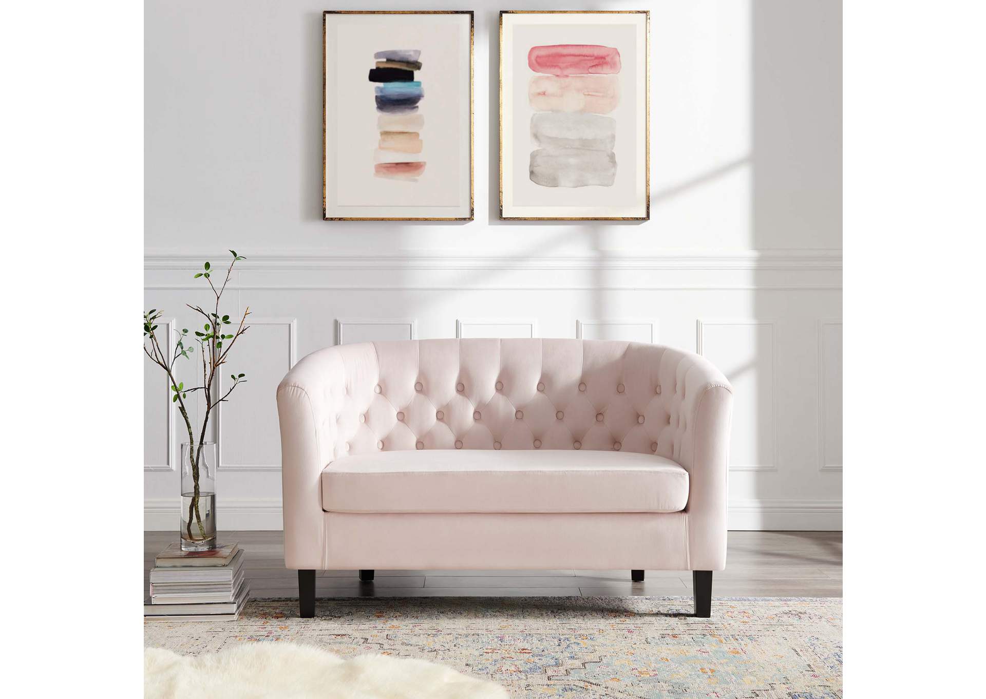 Pink Prospect Performance Velvet Loveseat,Modway