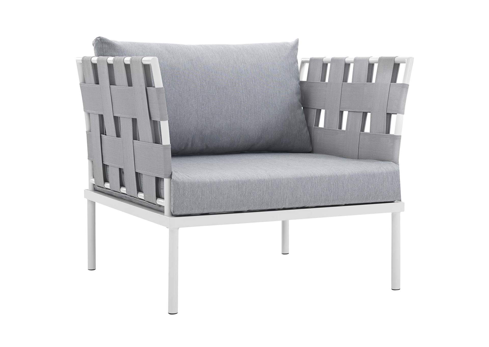 White Gray Harmony 10 Piece Outdoor Patio Aluminum Sectional Sofa Set,Modway