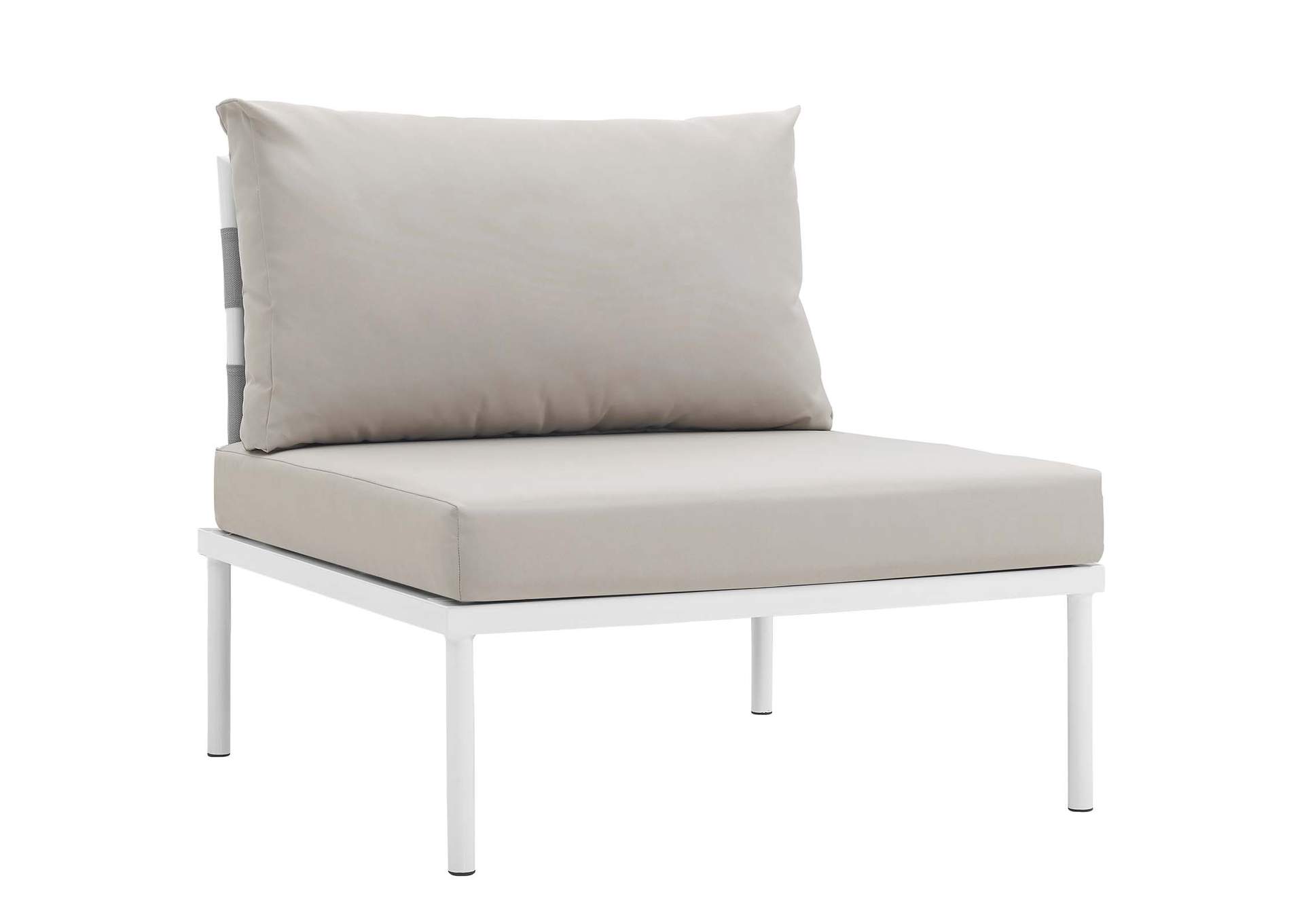 White Beige Harmony 7 Piece Outdoor Patio Aluminum Sectional Sofa Set,Modway