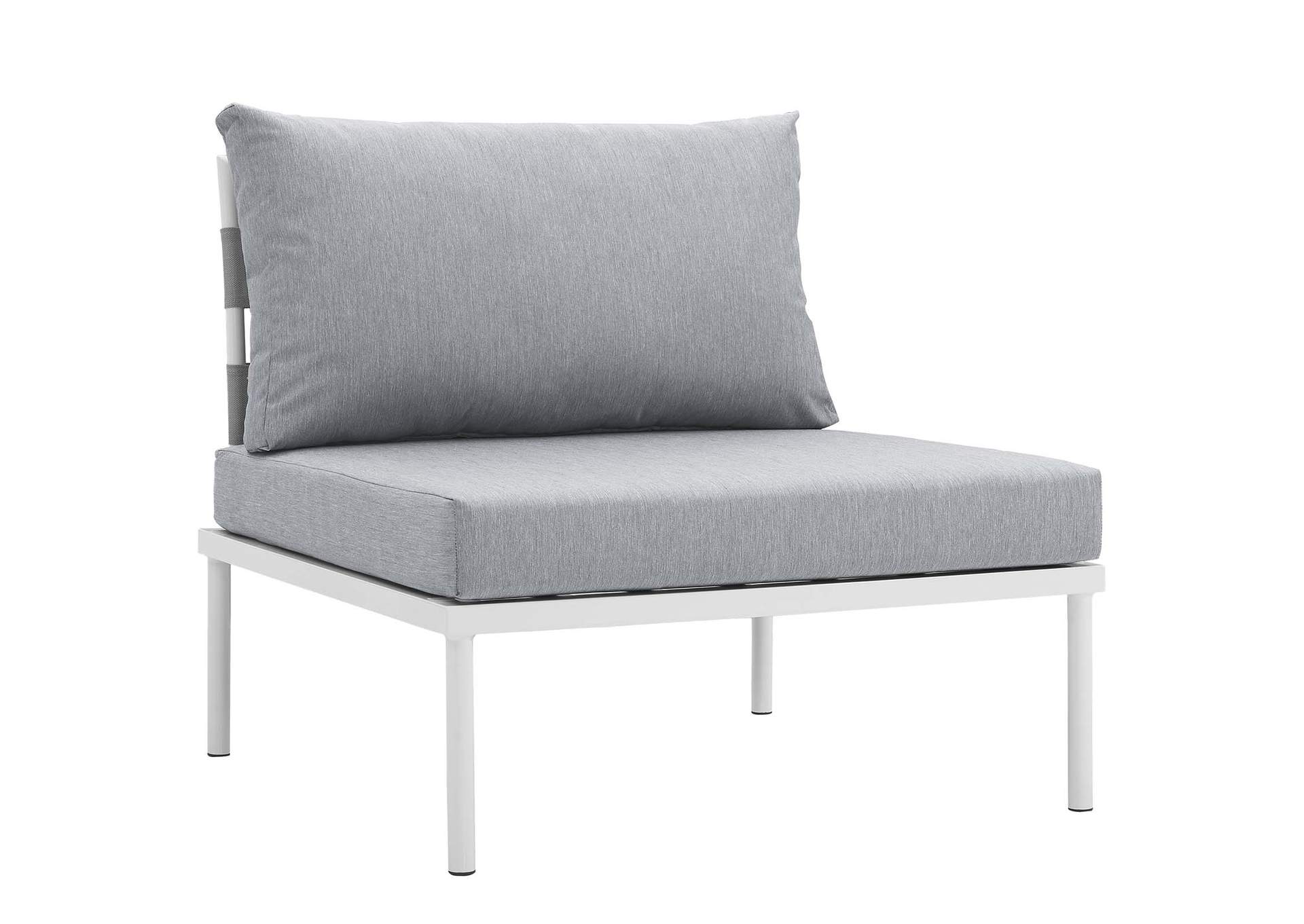 White Gray Harmony 7 Piece Outdoor Patio Aluminum Sectional Sofa Set,Modway