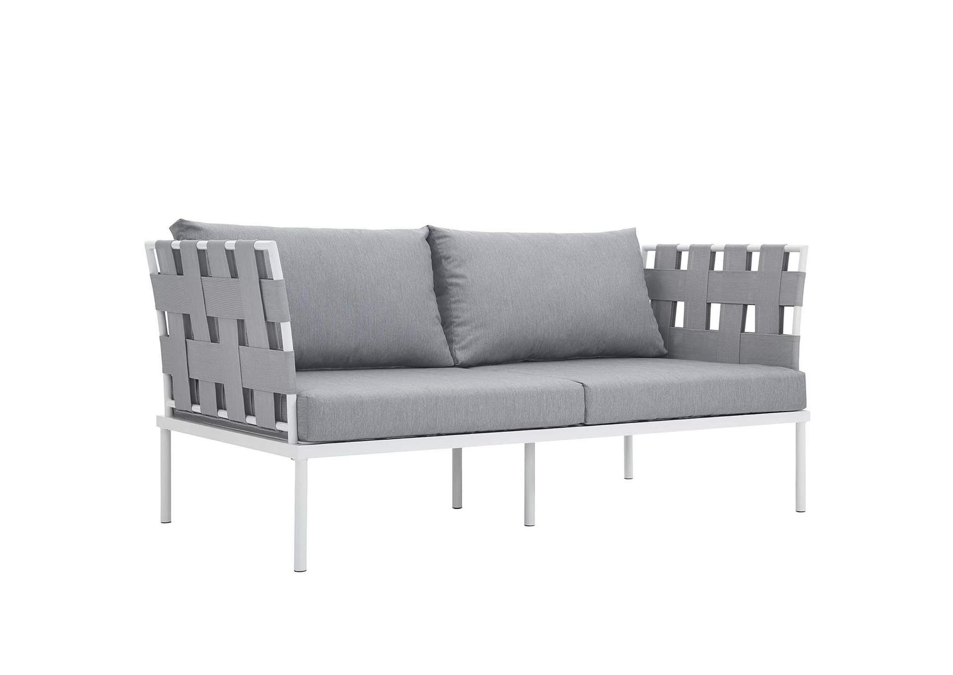 White Gray Harmony 5 Piece Outdoor Patio Aluminum Sectional Sofa Set,Modway