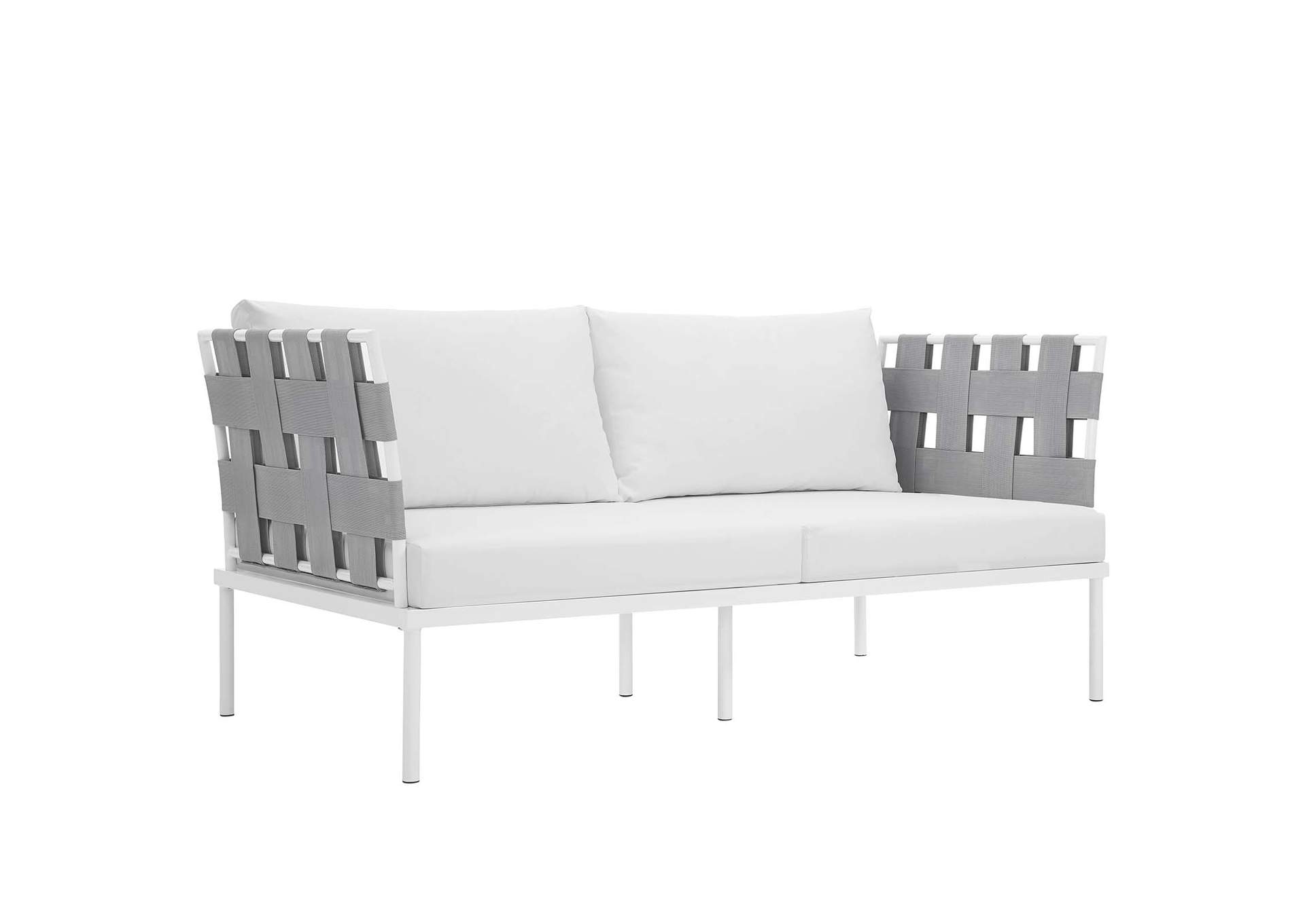 White White Harmony 5 Piece Outdoor Patio Aluminum Sectional Sofa Set,Modway