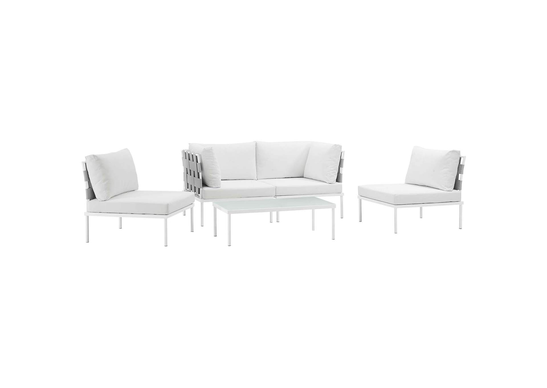 White White Harmony 5 Piece Outdoor Patio Aluminum Sectional Sofa Set,Modway