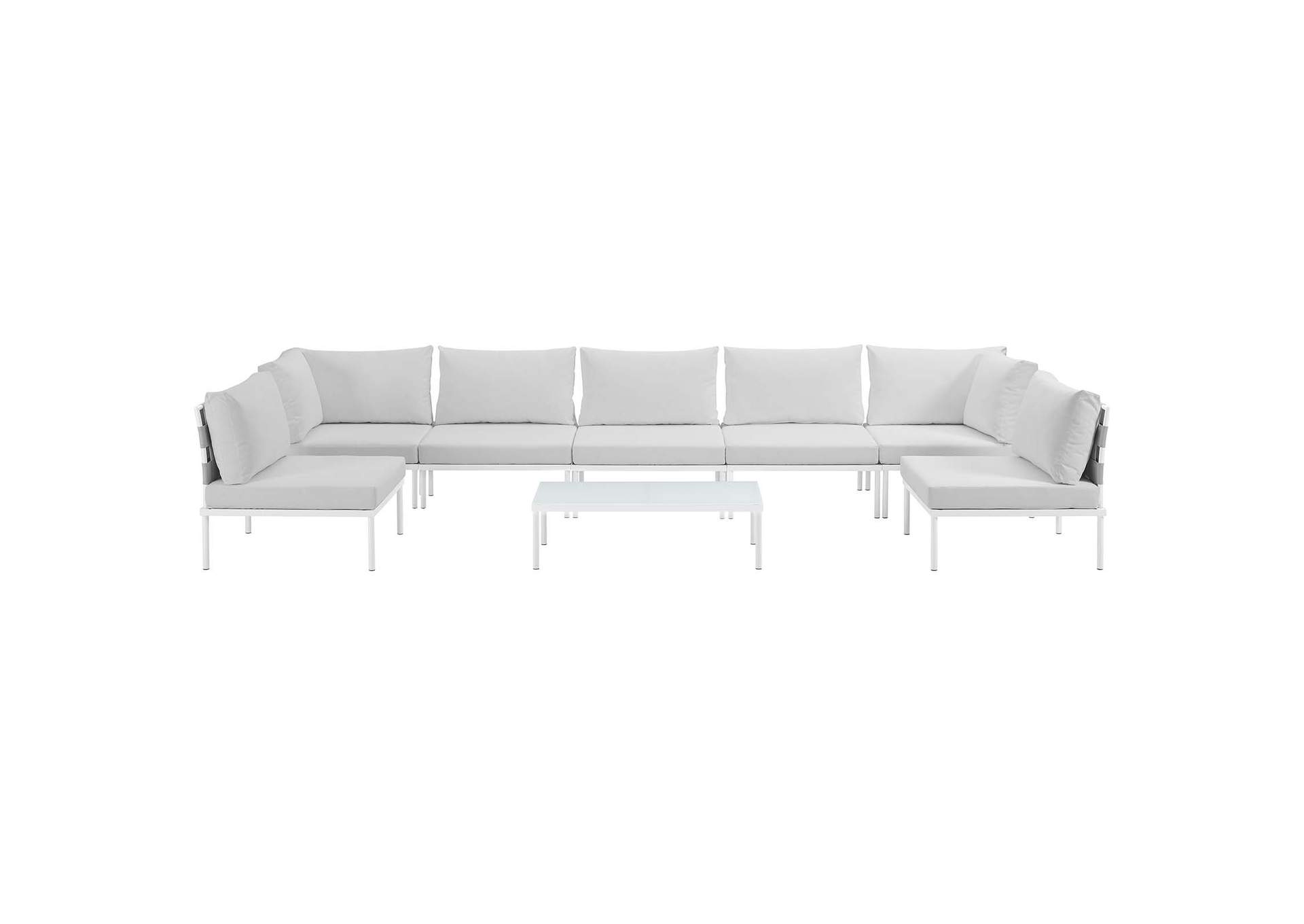 White White Harmony 8 Piece Outdoor Patio Aluminum Sectional Sofa Set,Modway