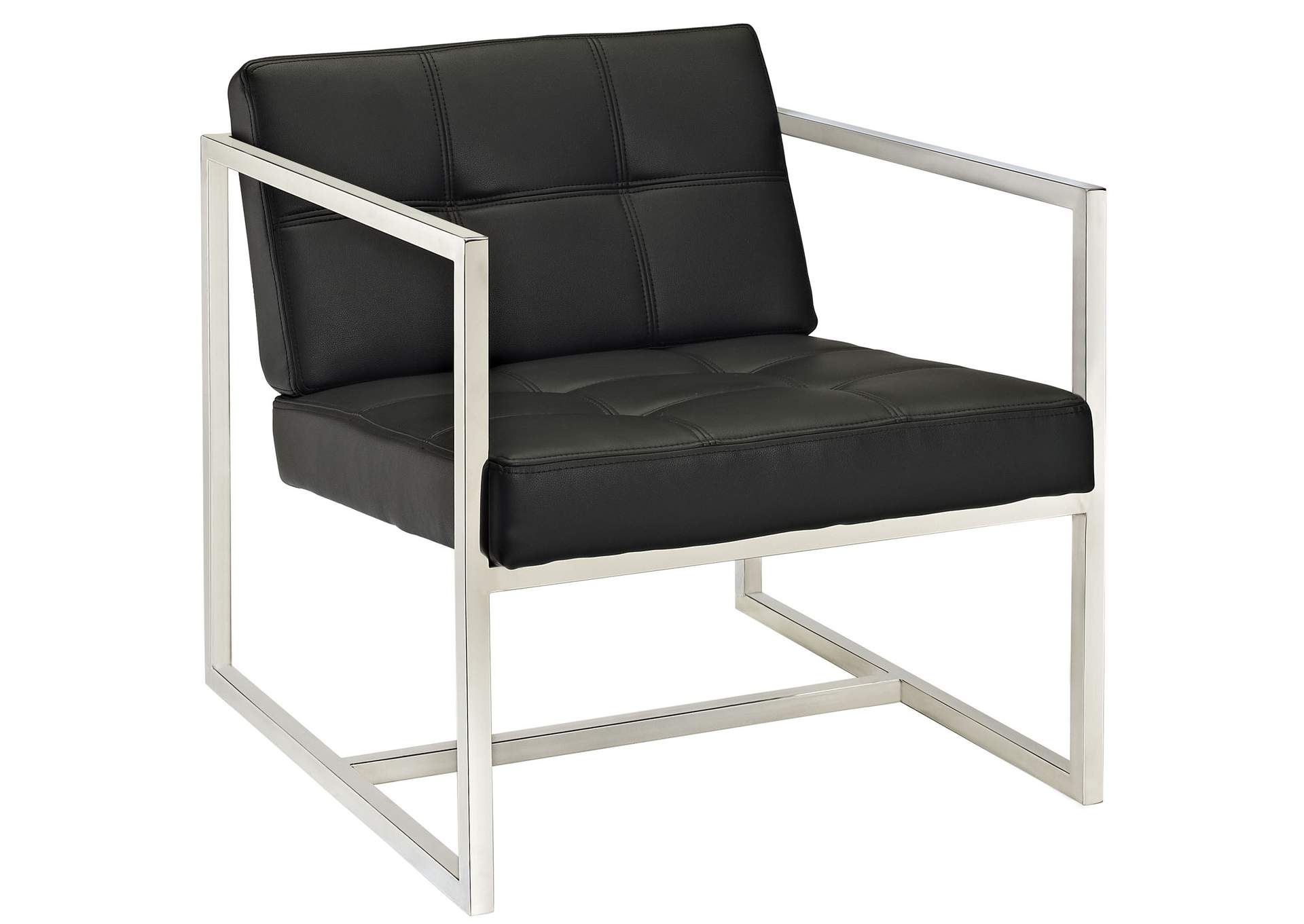 Black Hover Upholstered Vinyl Lounge Chair,Modway