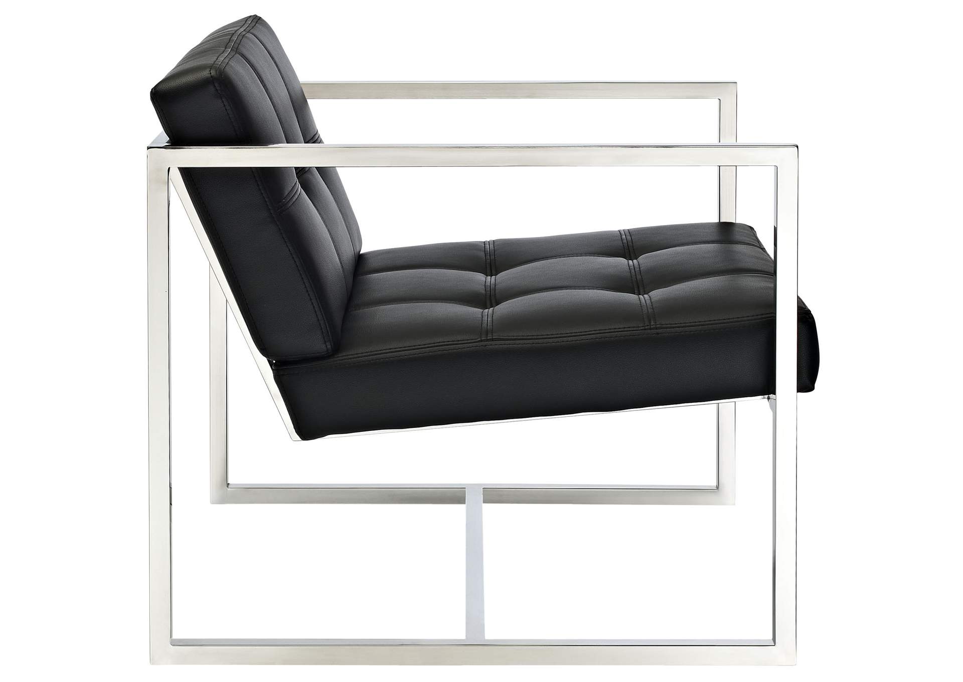 Black Hover Upholstered Vinyl Lounge Chair,Modway