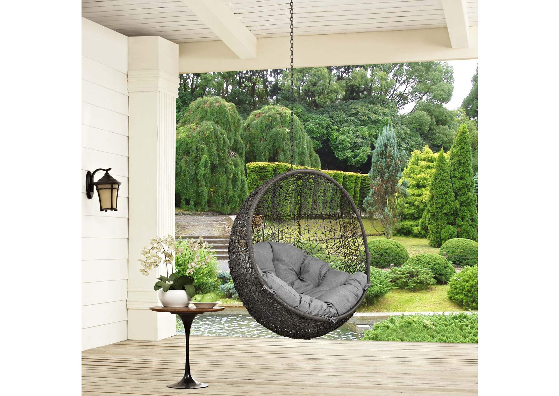 Gray Gray Hide Outdoor Patio Swing Chair Without Stand,Modway