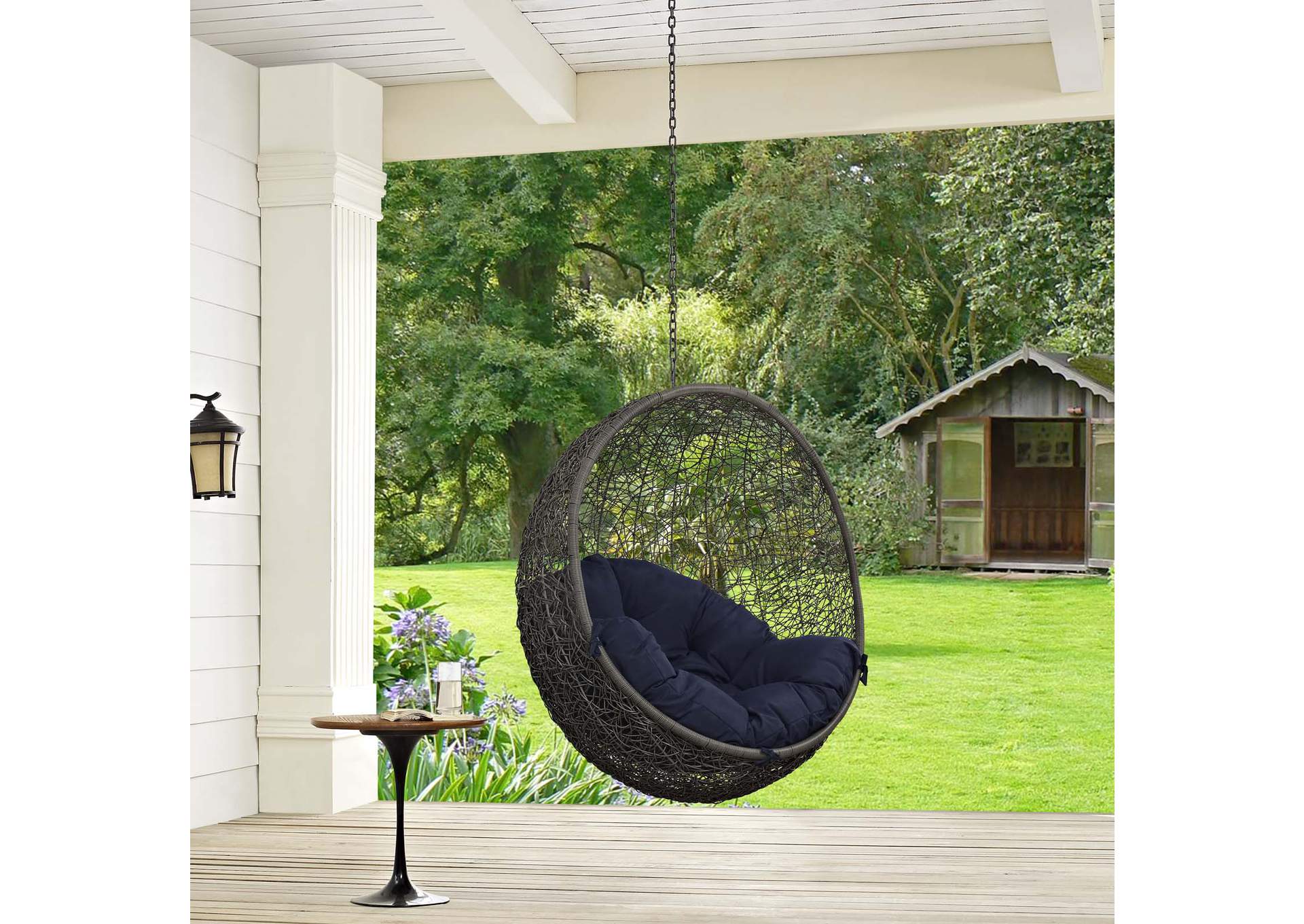 Gray Navy Hide Outdoor Patio Swing Chair Without Stand,Modway